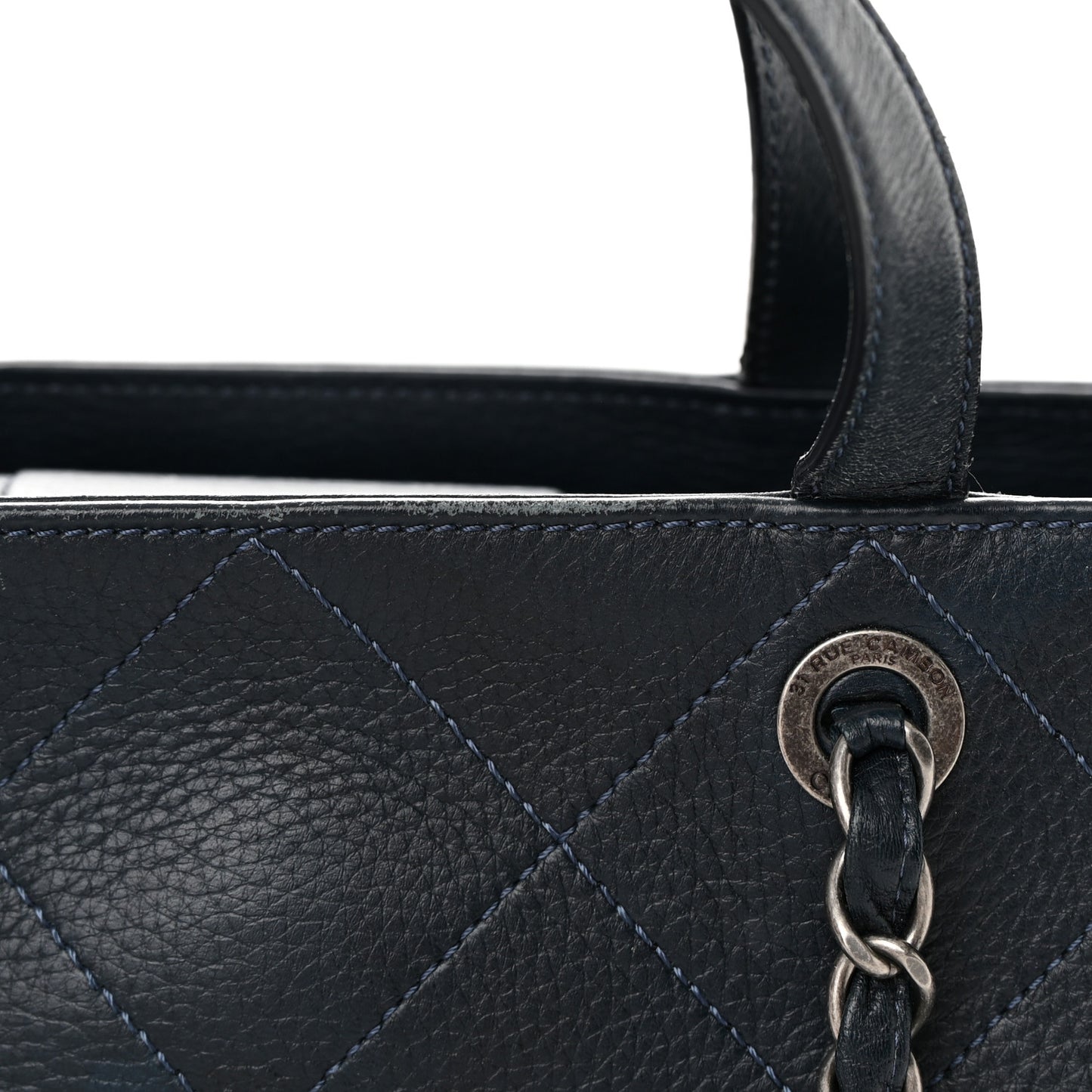 Deerskin Stitched Medium CC Shopping Tote Navy