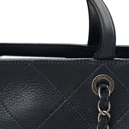 Chanel Deerskin Stitched Medium CC Shopping Tote Navy 17 of 24