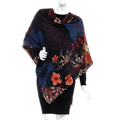 Hermes Cashmere Silk Tyger Tyger Shawl 140 Bleu Nuit Acajou Prune 2 of 6