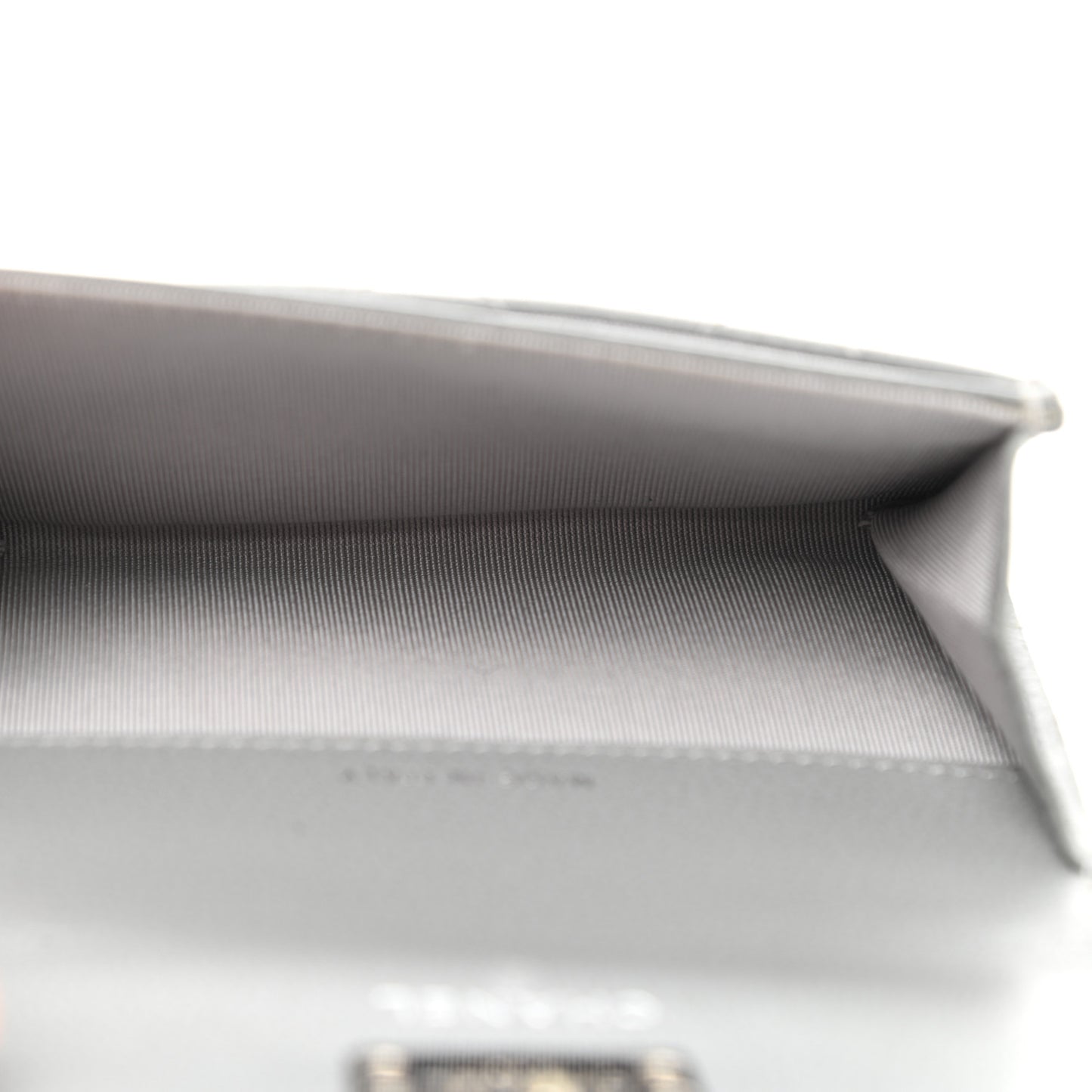 Grained Calfskin Quilted CC Box Flap Card Holder Grey