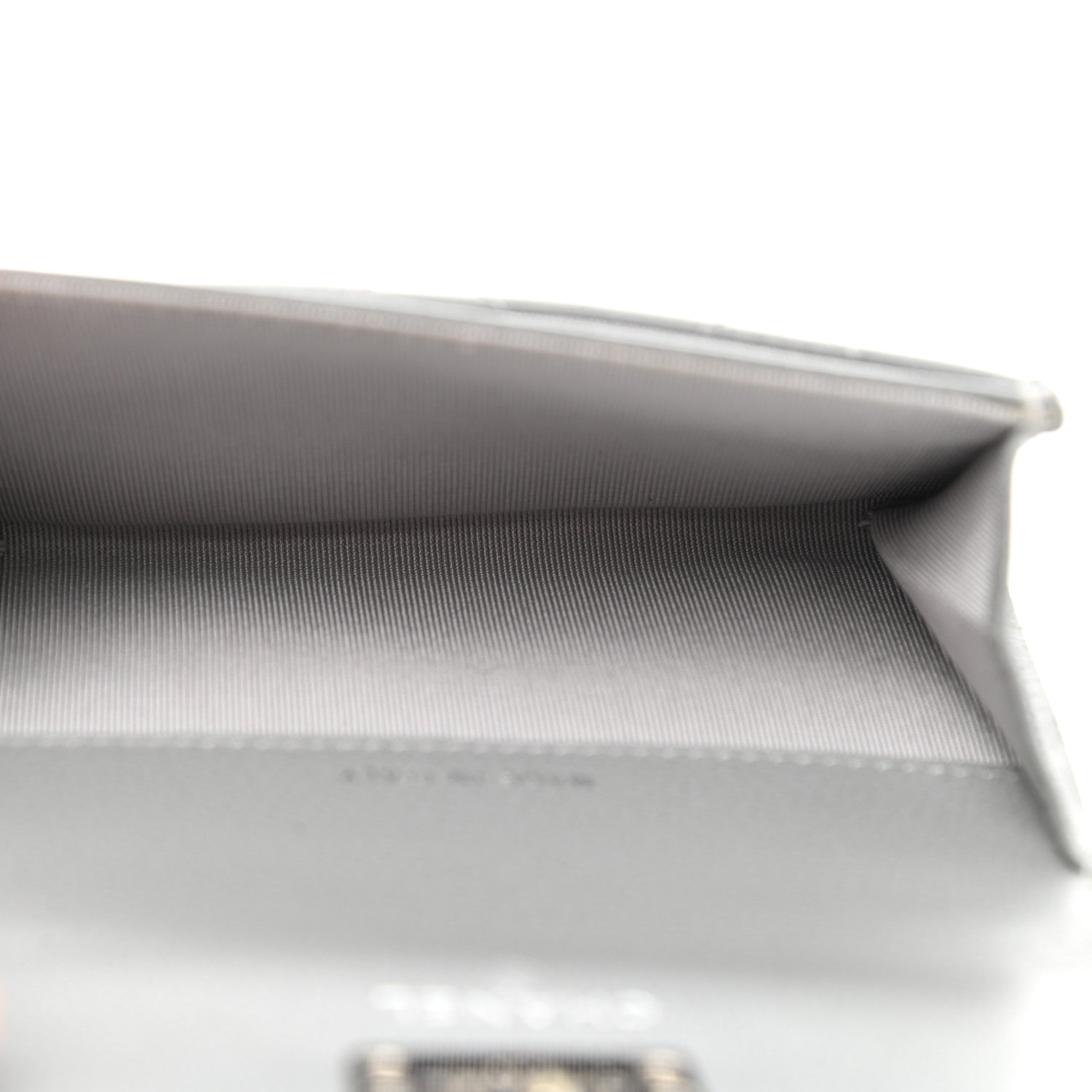 Chanel Grained Calfskin Quilted CC Box Flap Card Holder Grey 5 of 7