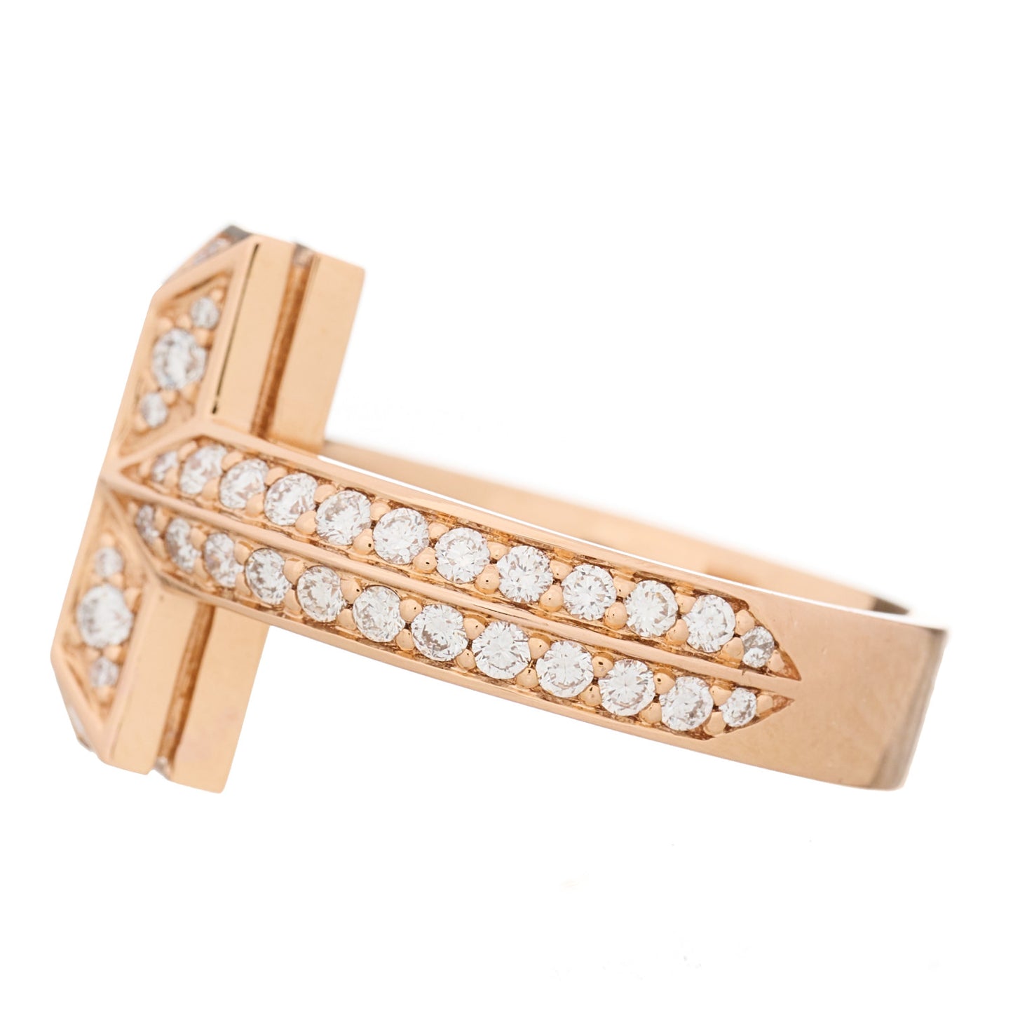 18K Rose Gold Diamond Wide T T1 Wide Ring 52 6
