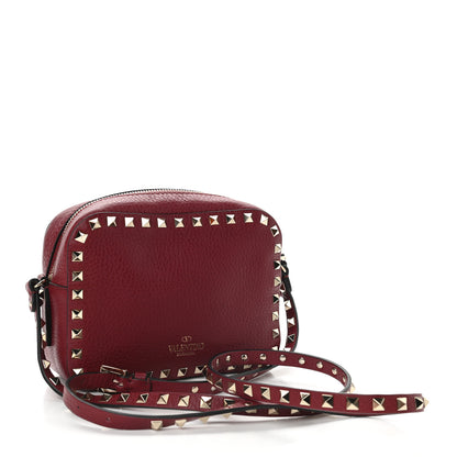 Valentino Garavani Pebbled Calfskin Rockstud Camera Crossbody Bag Rubino 3 of 8