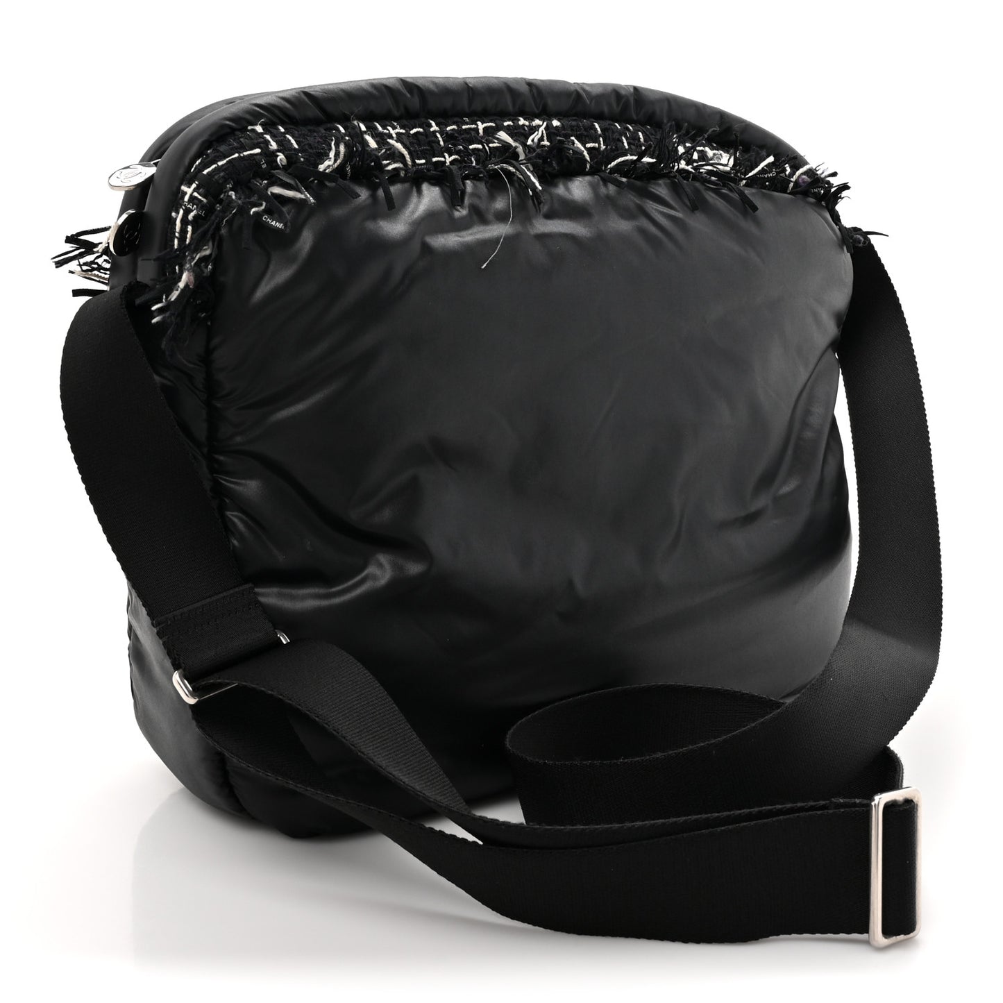 Nylon Tweed Coco Neige Messenger Bag Black