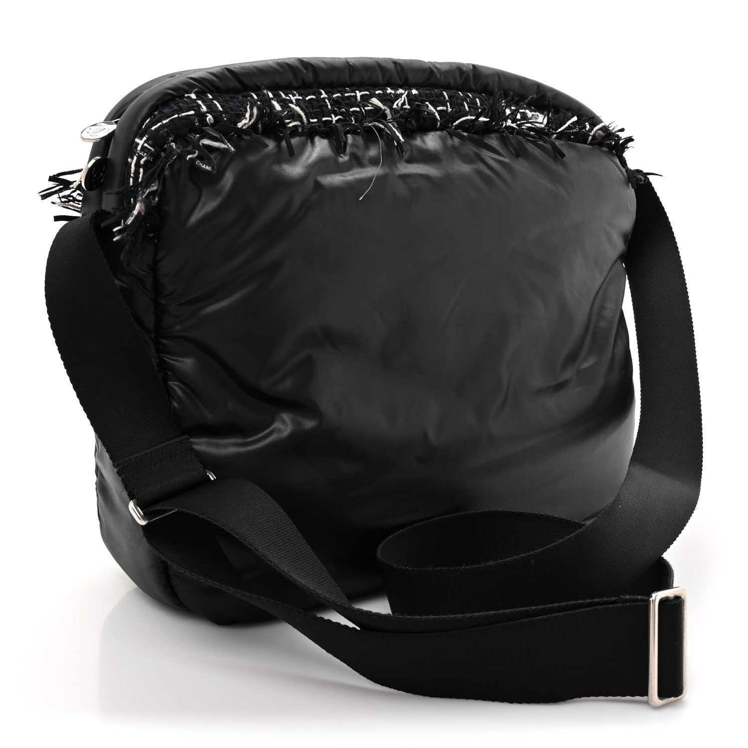 Chanel Nylon Tweed Coco Neige Messenger Bag Black 3 of 10