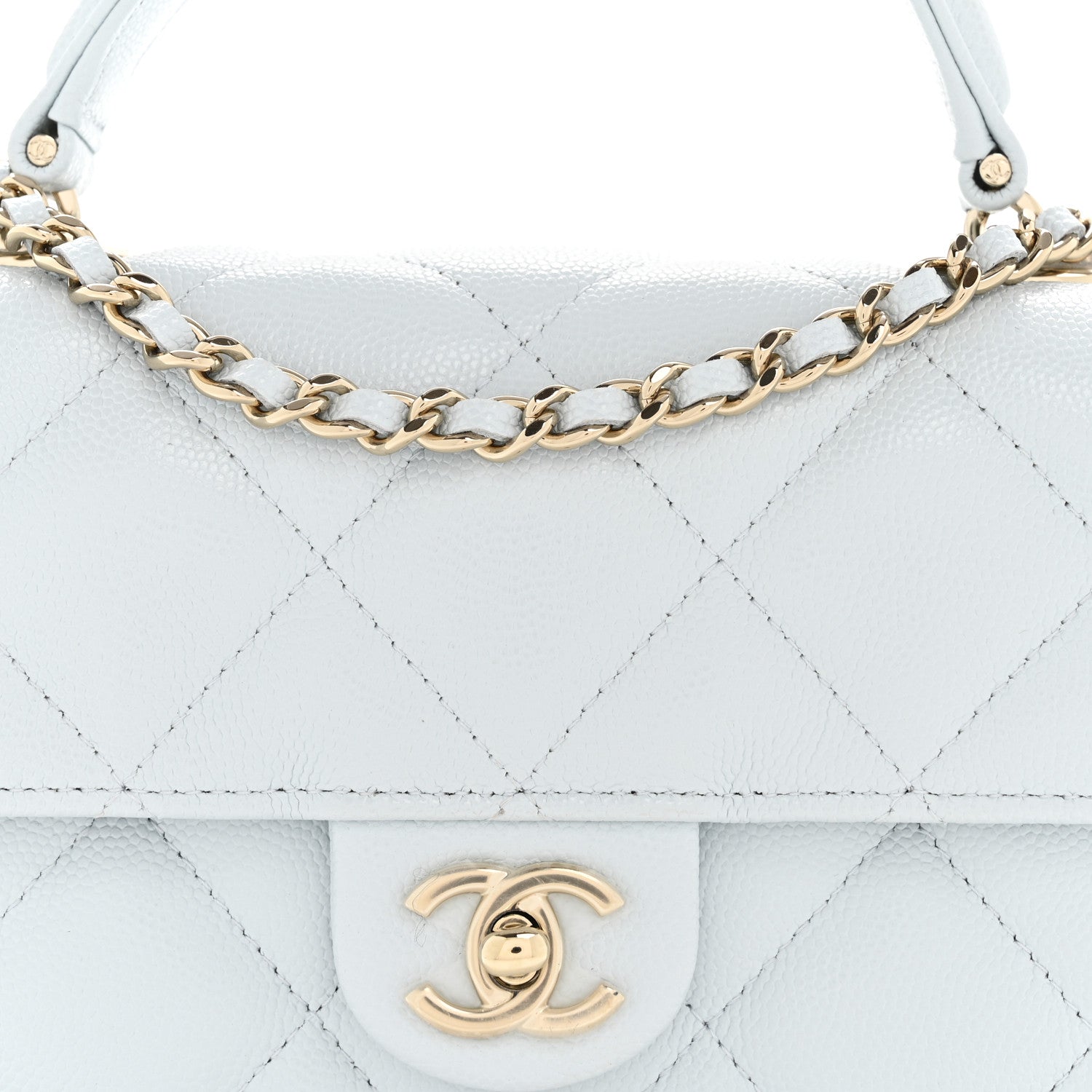 Chanel Caviar Quilted Mini Retro Twist Top Handle Flap Light Blue 9 of 12