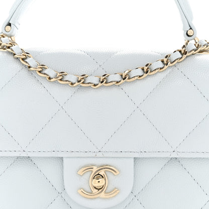 Chanel Caviar Quilted Mini Retro Twist Top Handle Flap Light Blue 9 of 12