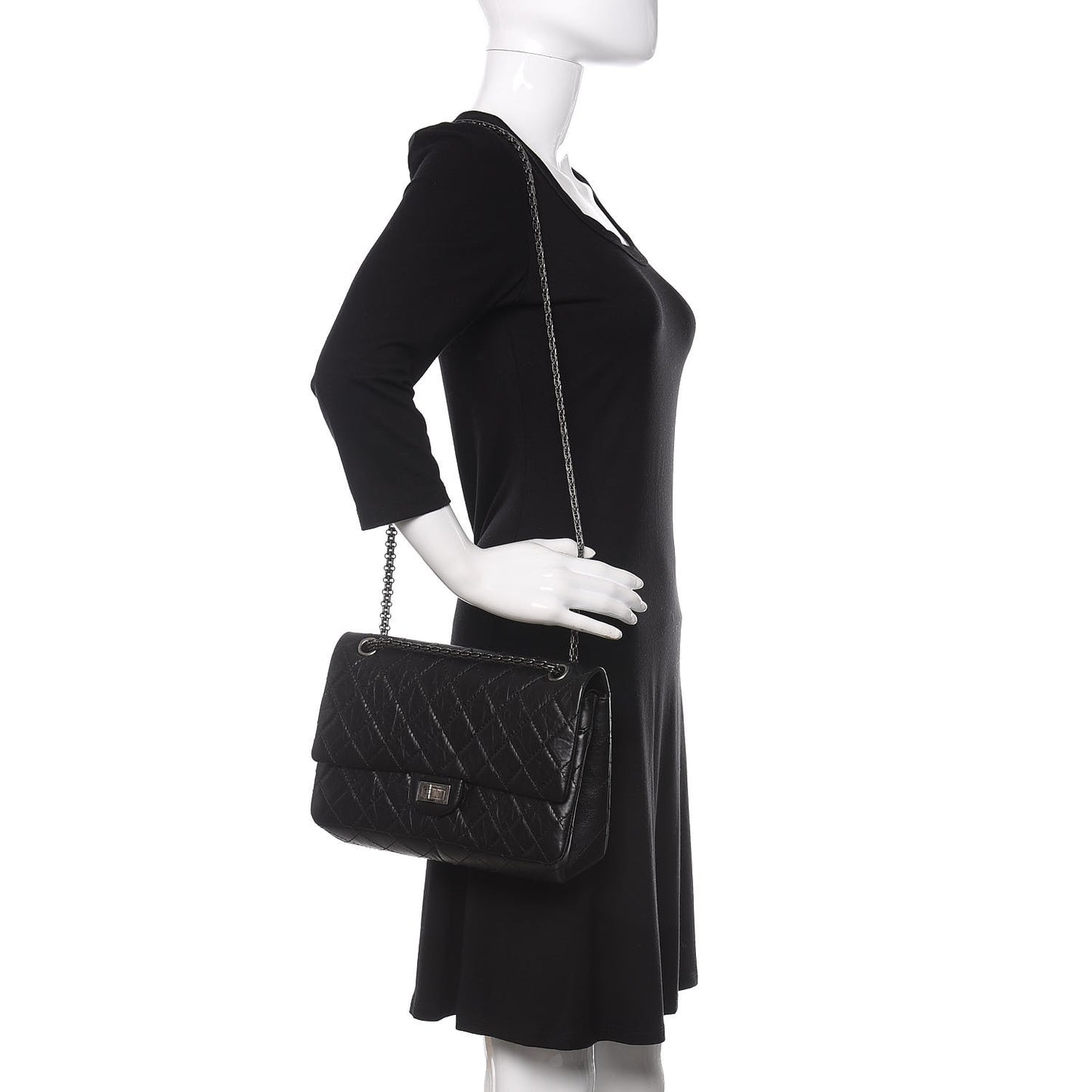 Aged Calfskin Quilted 2.55 Reissue 226 Flap Black