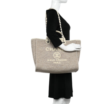 Chanel Mixed Fibers Calfskin Medium Deauville Tote Light Grey 2 of 11