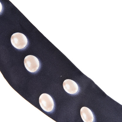 Chanel Silk Pearl CC Slim Bandeau Scarf Navy 5 of 7