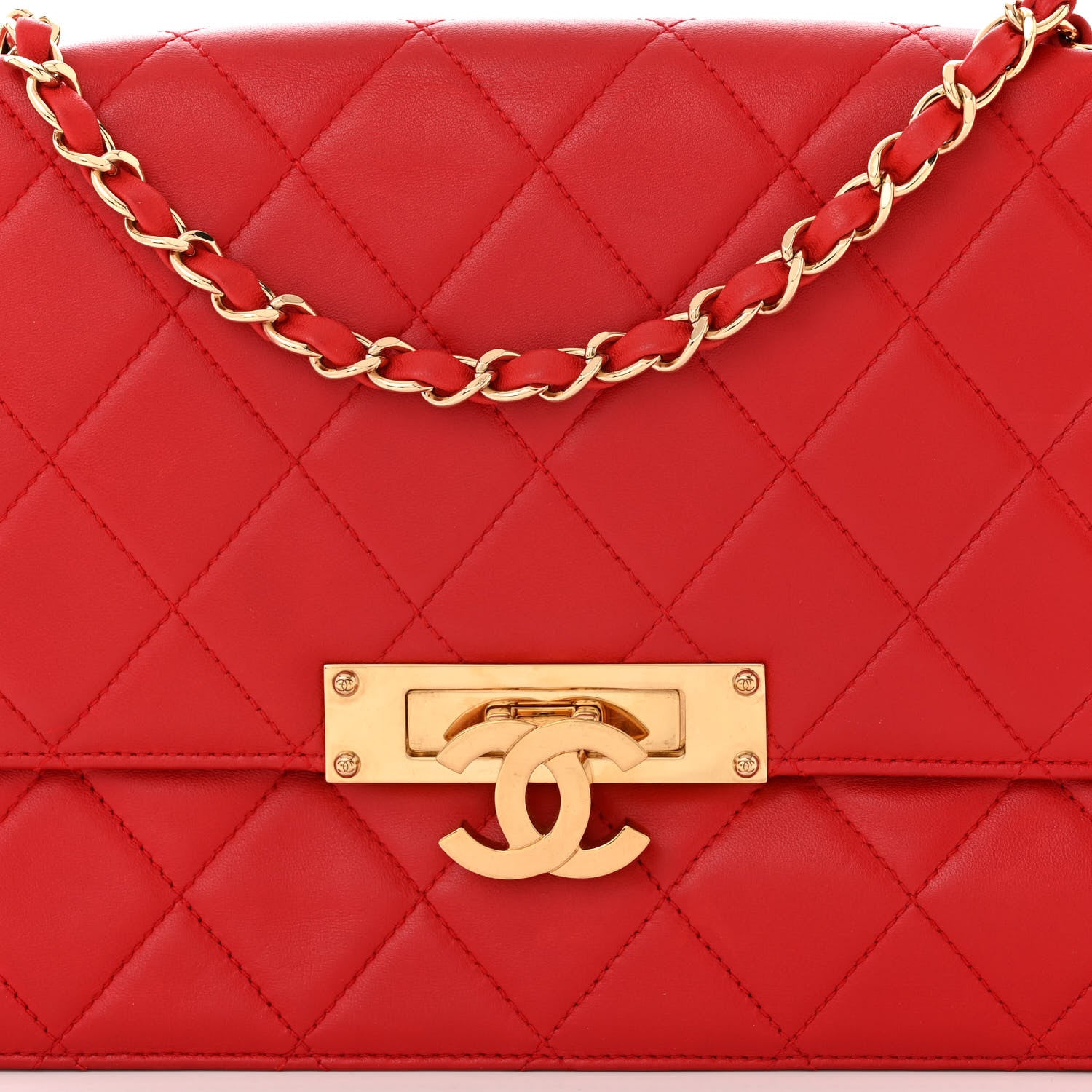 Chanel Lambskin Quilted Large Golden Class Flap Red 8 of 10