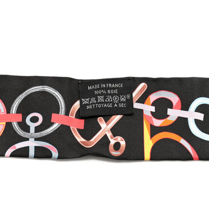 Hermes Silk Do Re Boucles Twilly Black Rose Multicolore 5 of 10