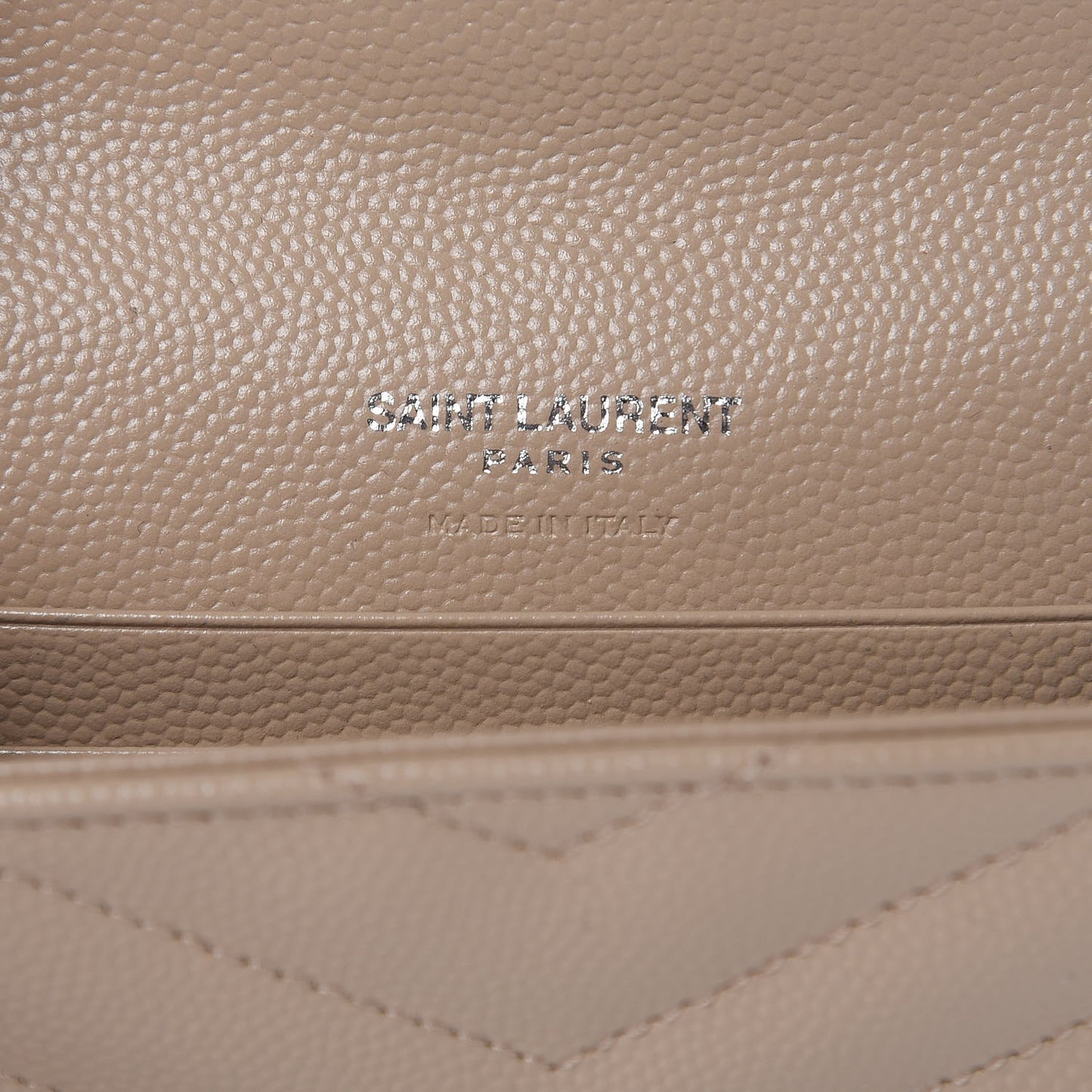 Grain De Poudre Matelasse Chevron Small Monogram Envelope Wallet Dark Beige
