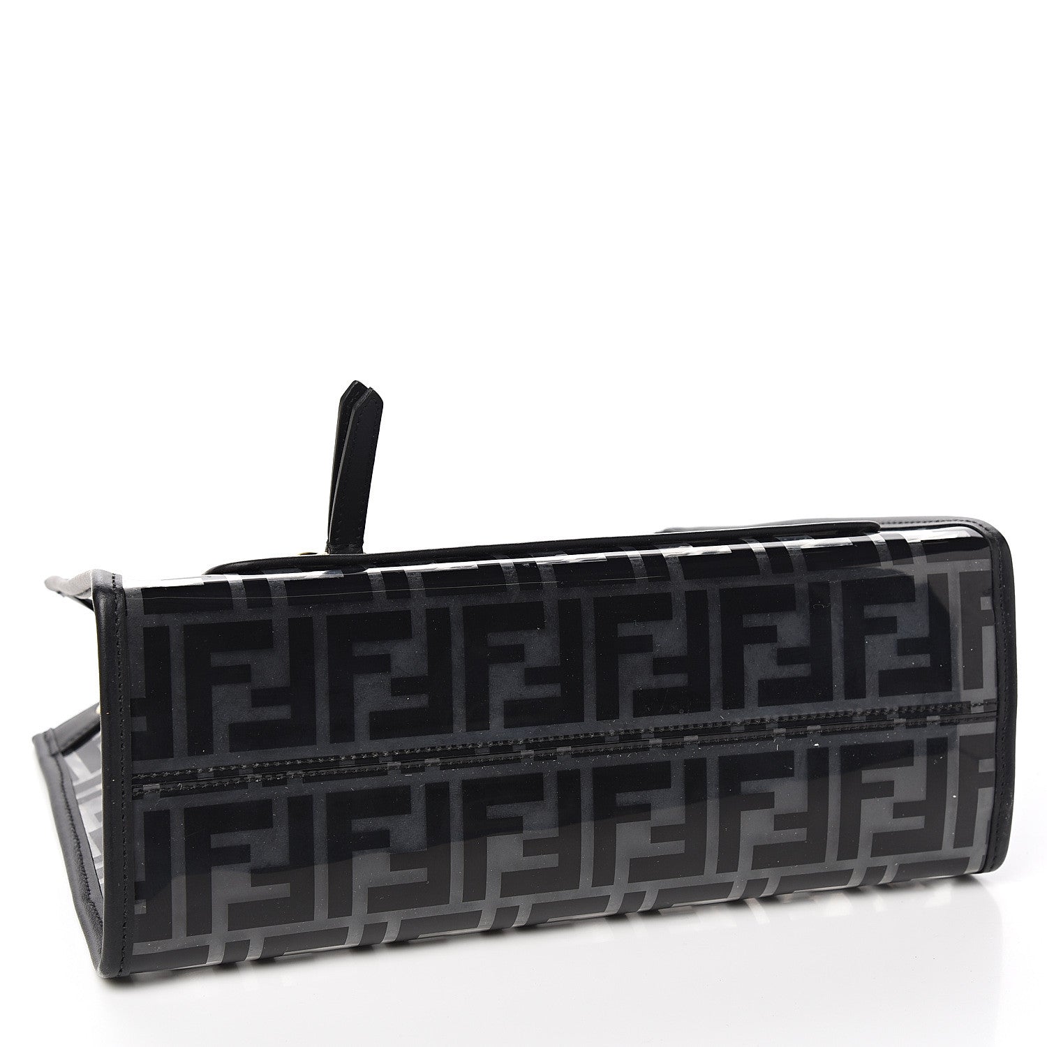 Fendi TPU FF Vitello Century Plexiglass Small Runaway Shopper Tote Black 3 of 8