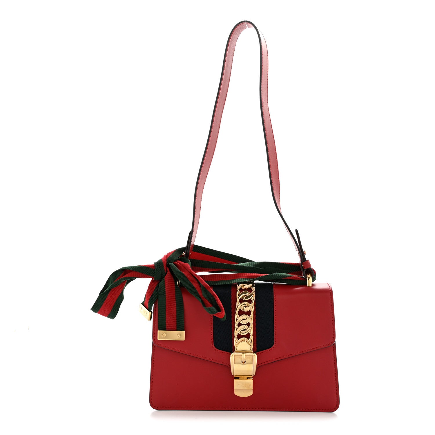 Gucci Calfskin Small Sylvie Shoulder Bag Hibiscus Red 1 of 17