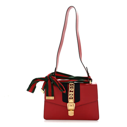 Gucci Calfskin Small Sylvie Shoulder Bag Hibiscus Red 1 of 17