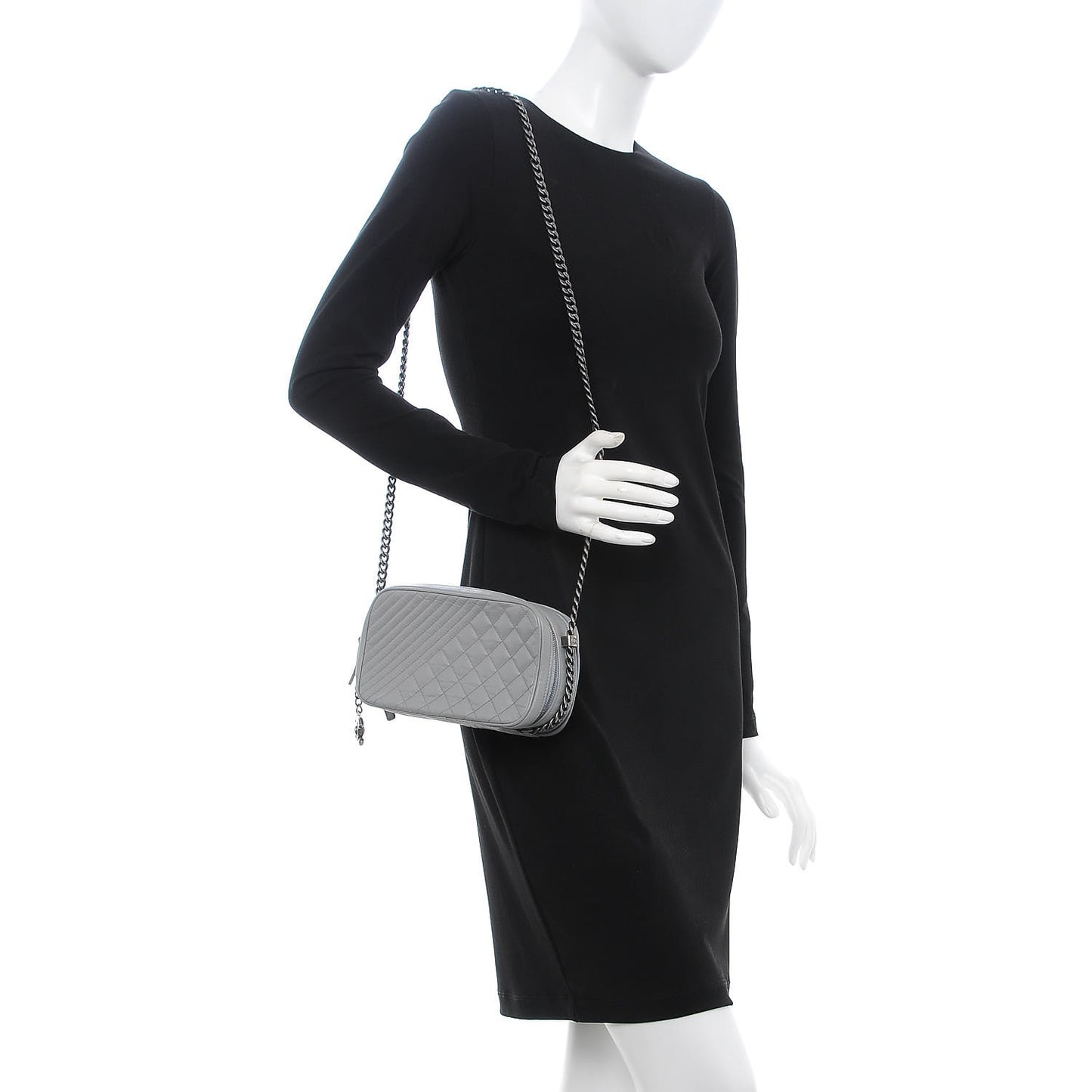 Lambskin Quilted Small Coco Boy Camera Case Grey