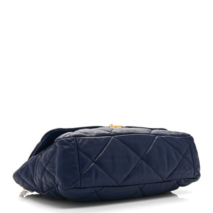Chanel Goatskin Quilted Maxi Chanel 19 Flap Navy Blue 4 of 10