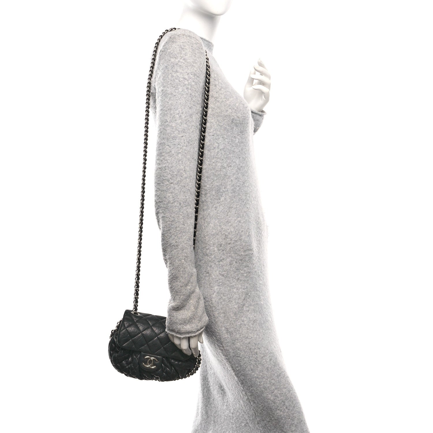 Chanel Washed Lambskin Quilted Mini Chain Around Flap Black 3 of 10