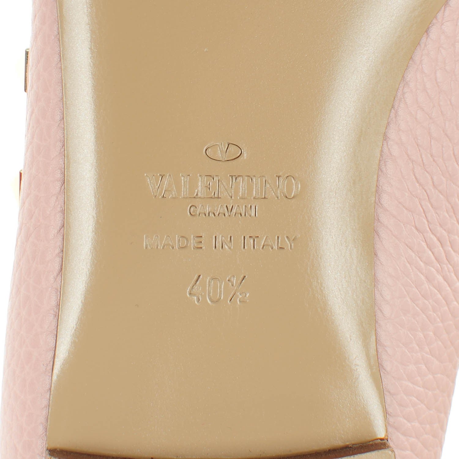 Valentino Garavani Pebbled Calfskin Rockstud Ballerina Flats 40.5 Water Rose 8 of 9
