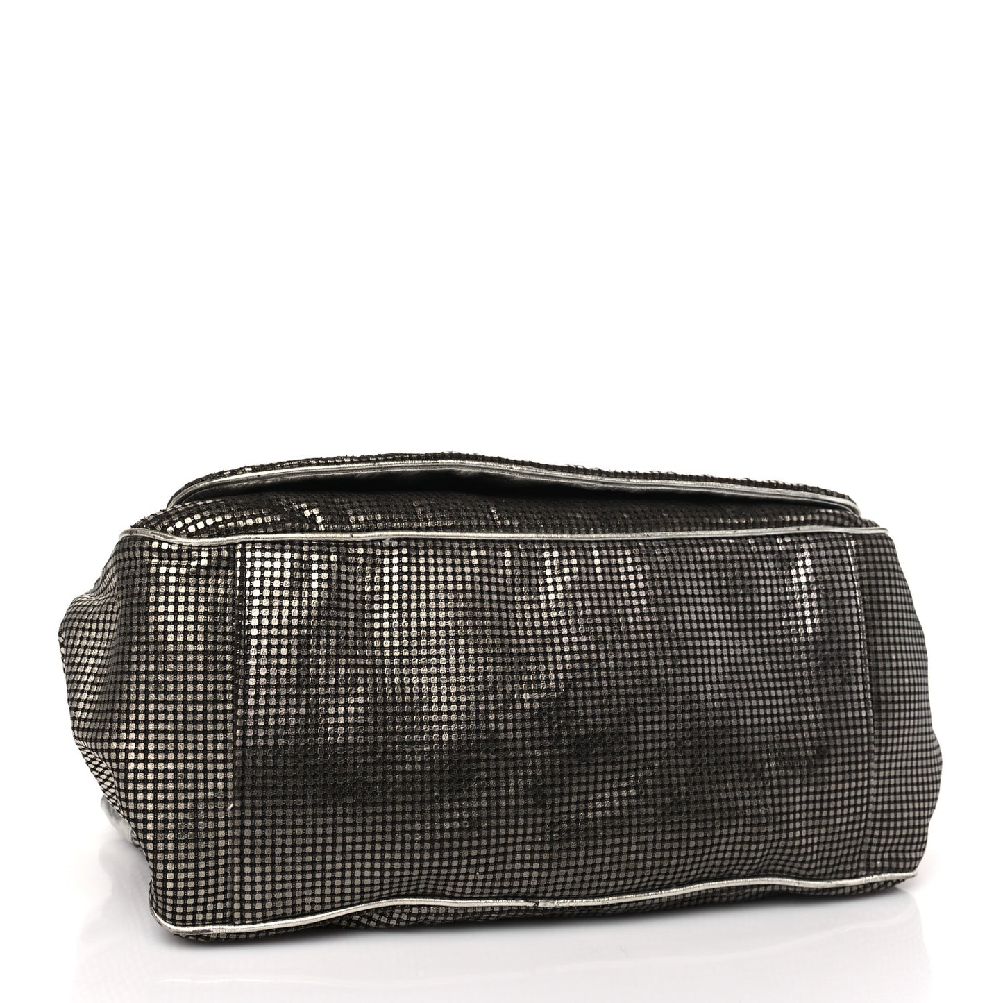Metallic Lambskin Perforated Hollywood Accordion Flap Bag Silver