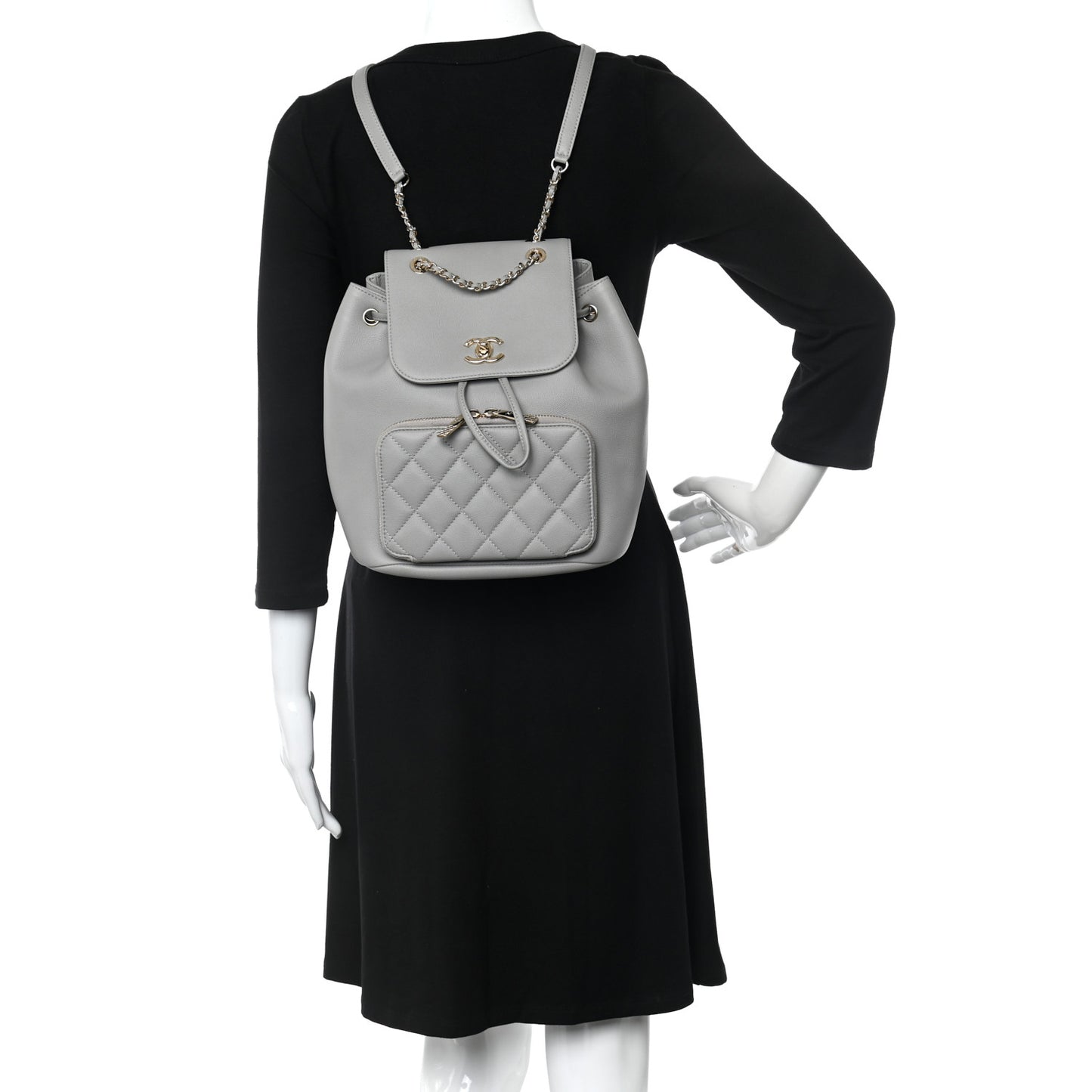 Caviar Quilted Business Affinity Backpack Grey