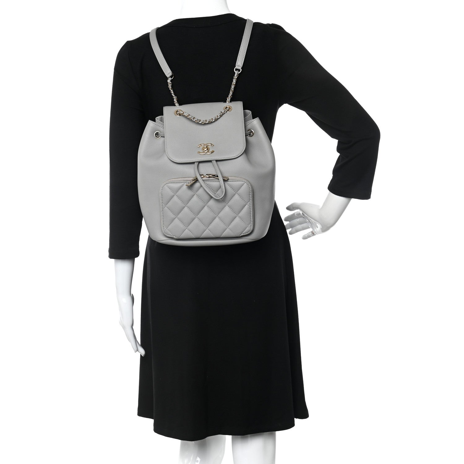 Chanel Caviar Quilted Business Affinity Backpack Grey 2 of 12