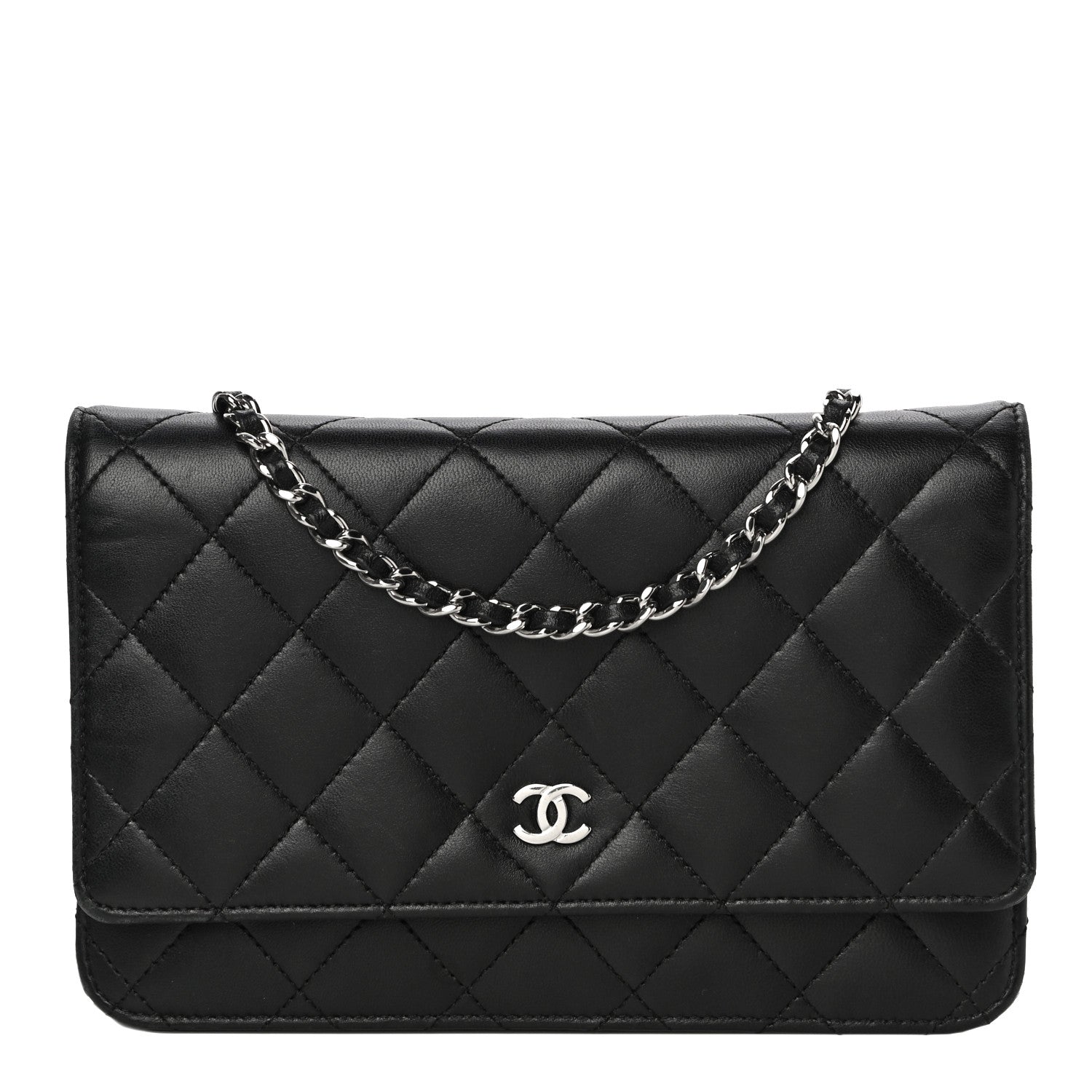 Chanel Lambskin Quilted Wallet On Chain WOC Black 1 of 31