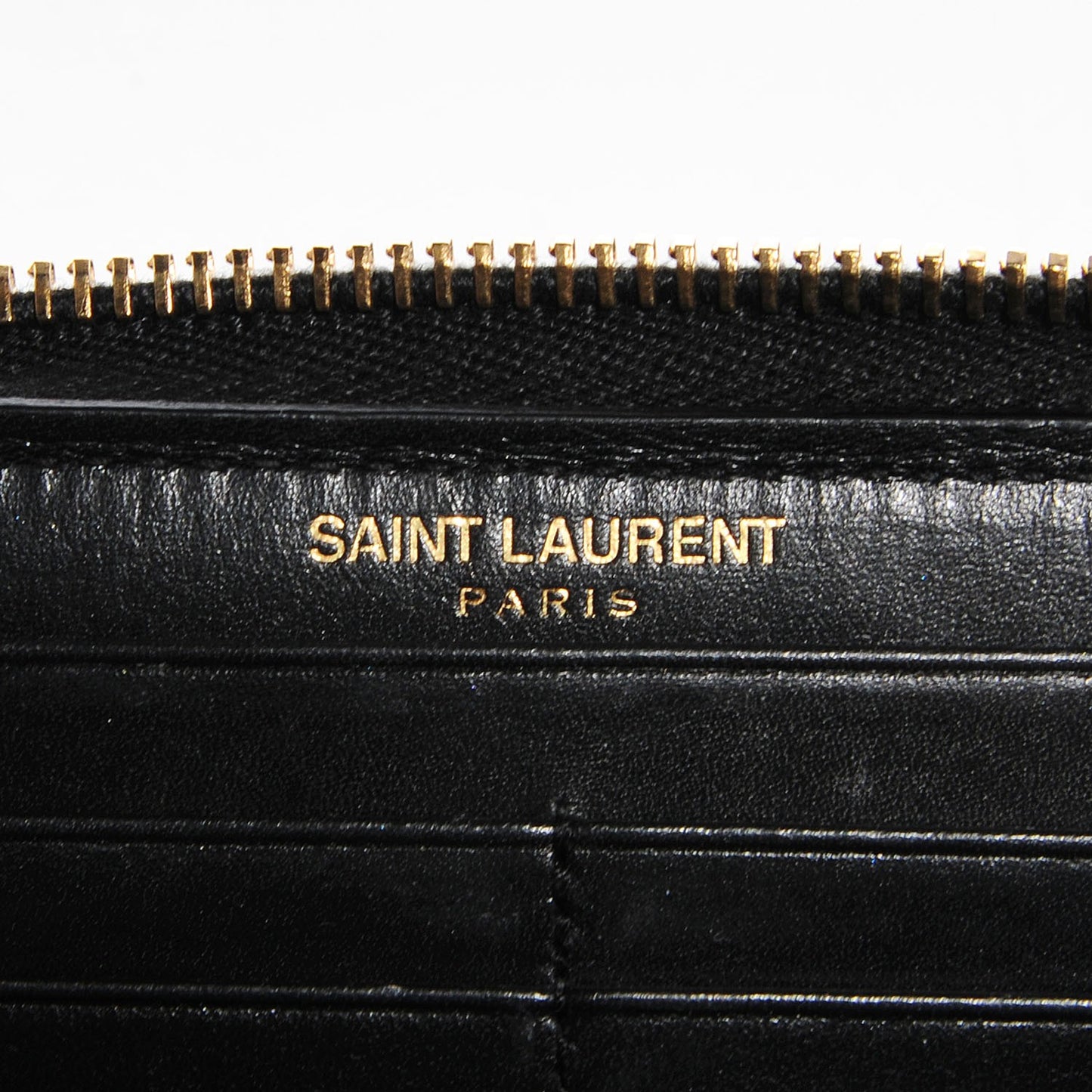 Patent Grain De Poudre Classic Letters Zip Around Wallet Black