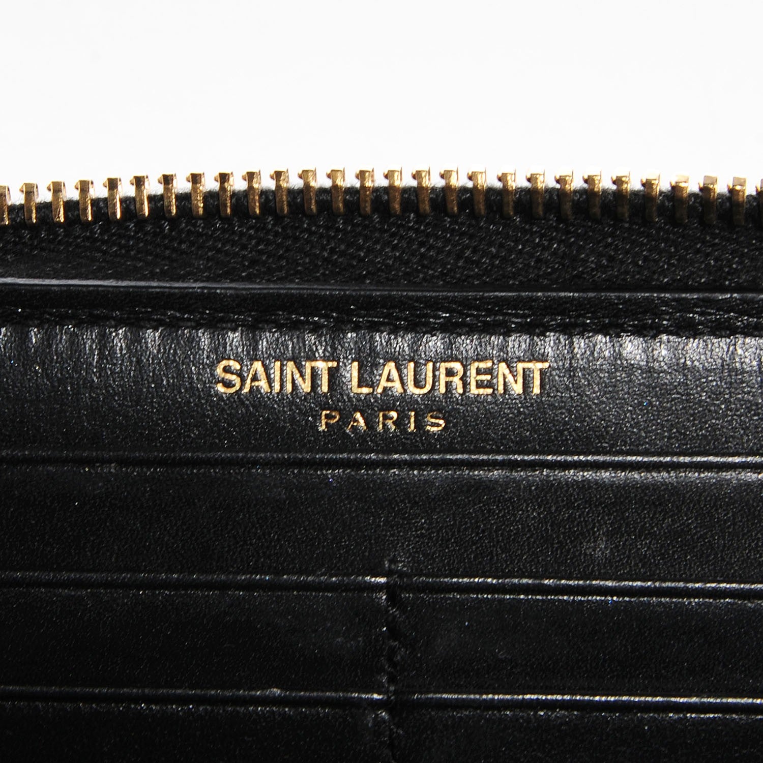Saint Laurent Patent Grain De Poudre Classic Letters Zip Around Wallet Black 7 of 8