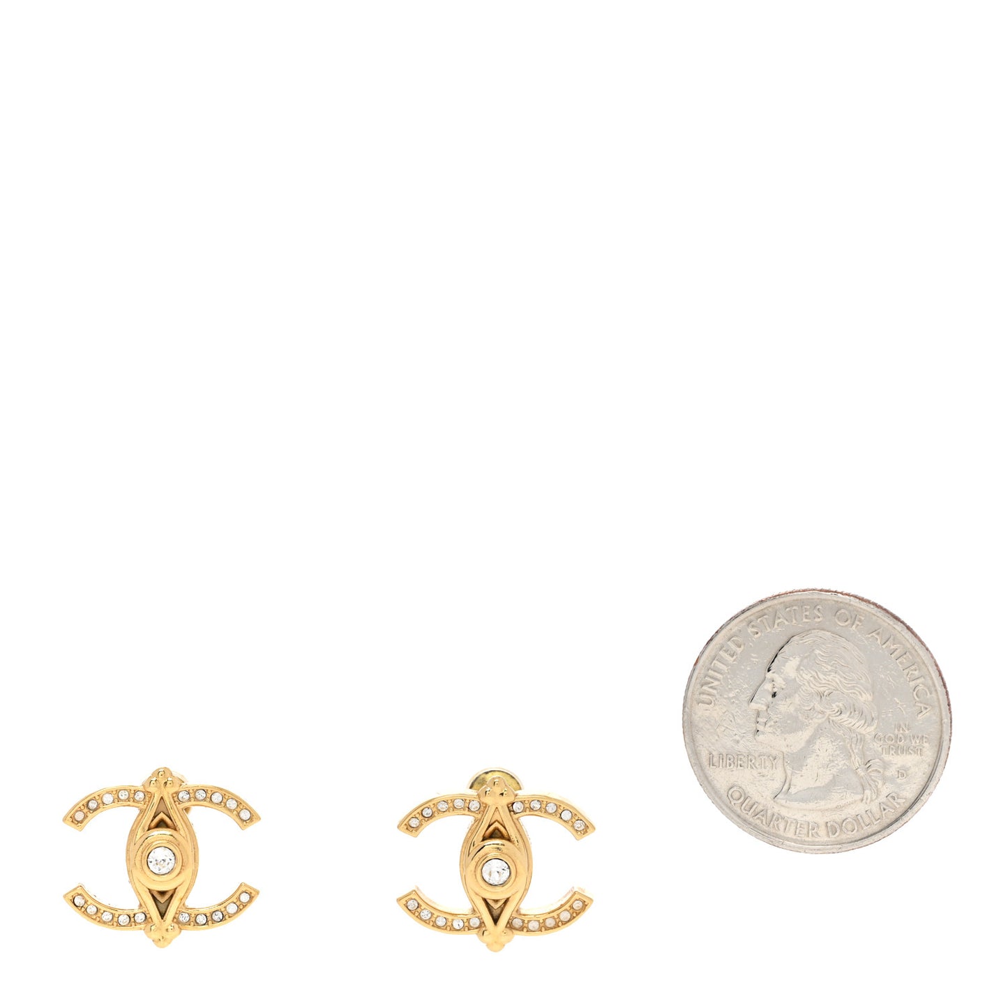 Crystal Bezel CC Earrings Gold