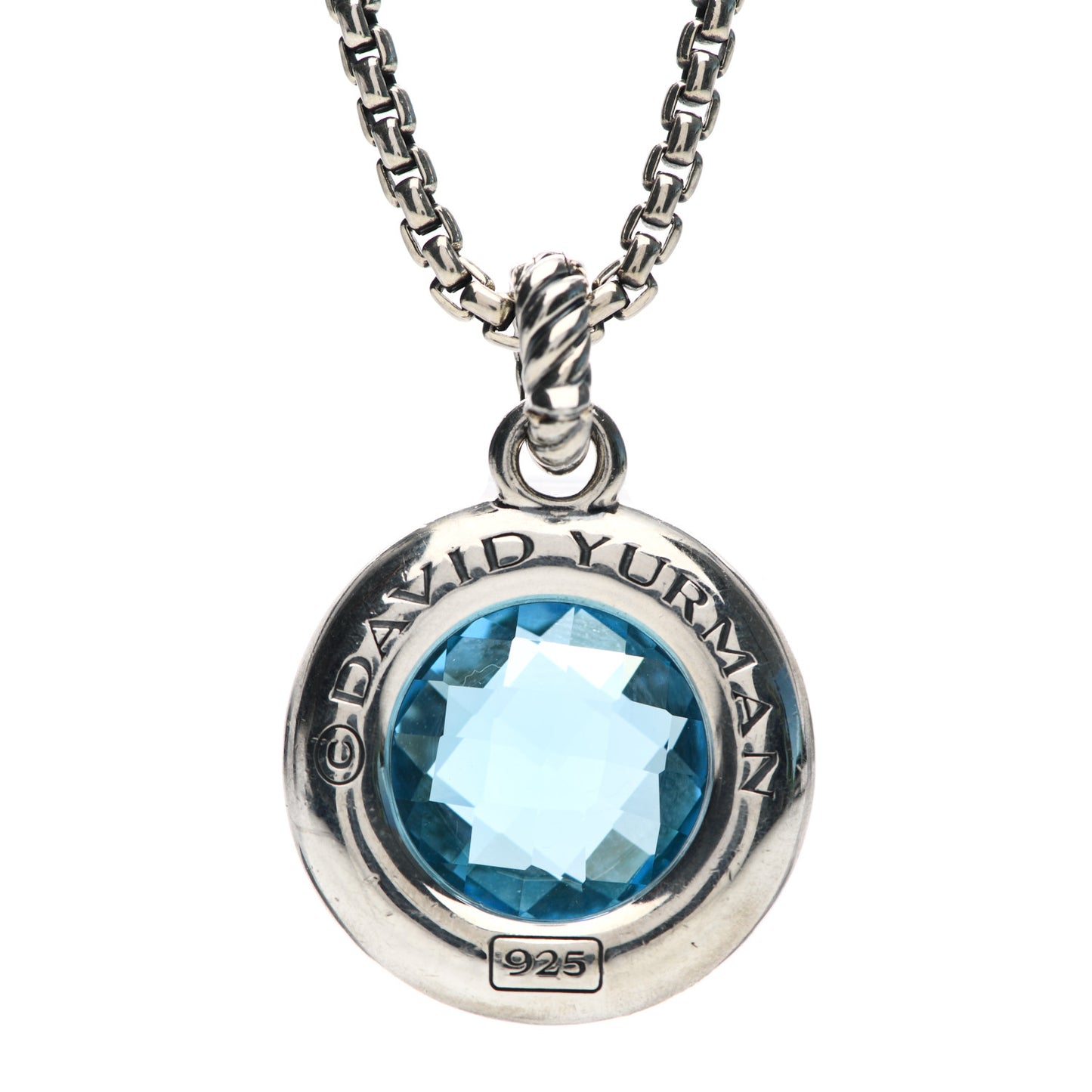 Sterling Silver Diamond Blue Topaz 16mm Petite Cerise Pendant Necklace