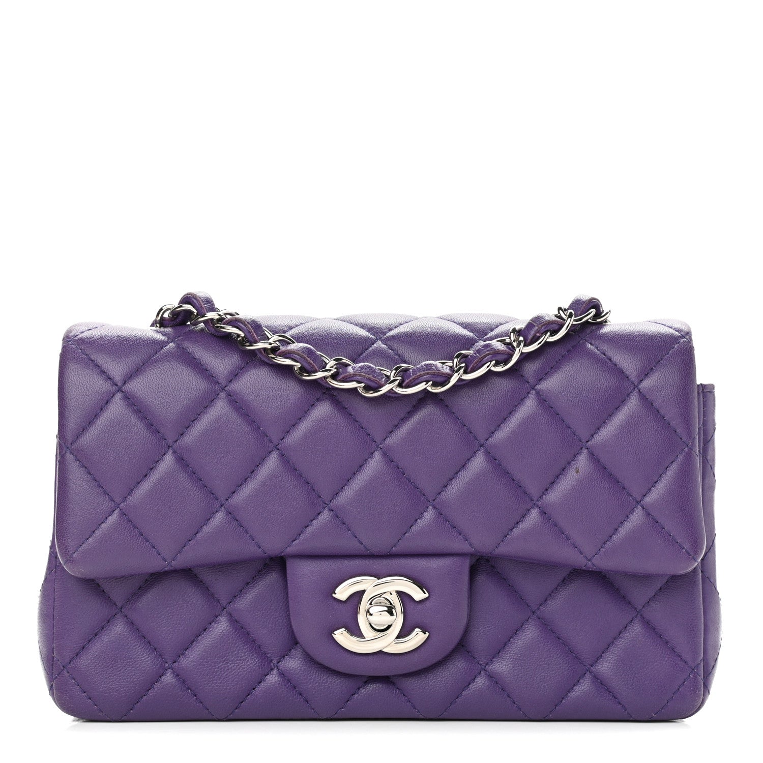 Chanel Lambskin Quilted Mini Rectangular Flap Purple 1 of 14