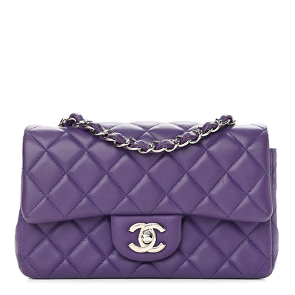 Chanel Lambskin Quilted Mini Rectangular Flap Purple 1 of 14