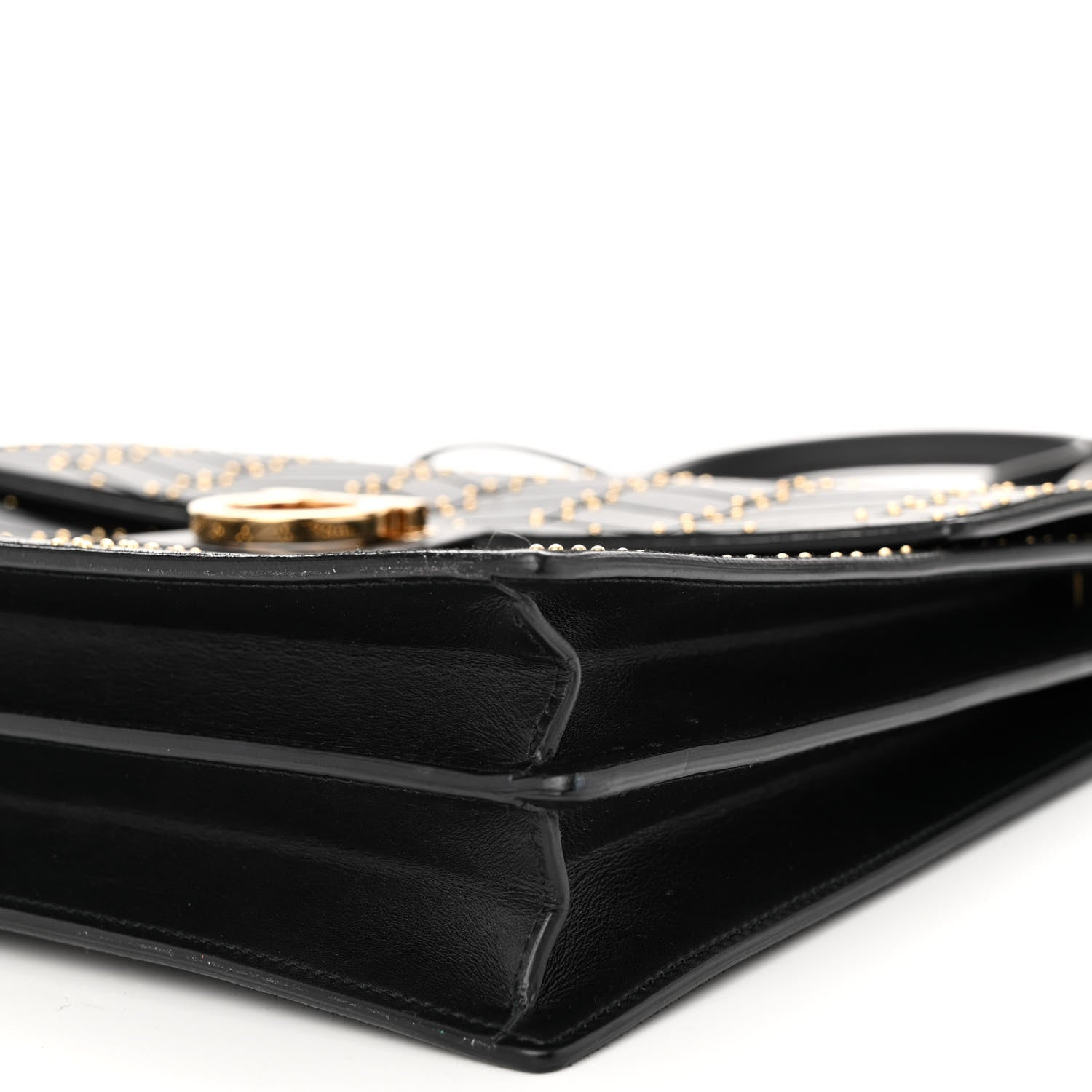 Salvatore Ferragamo Calfskin Suede Studded Aileen Shoulder Bag Black 10 of 14