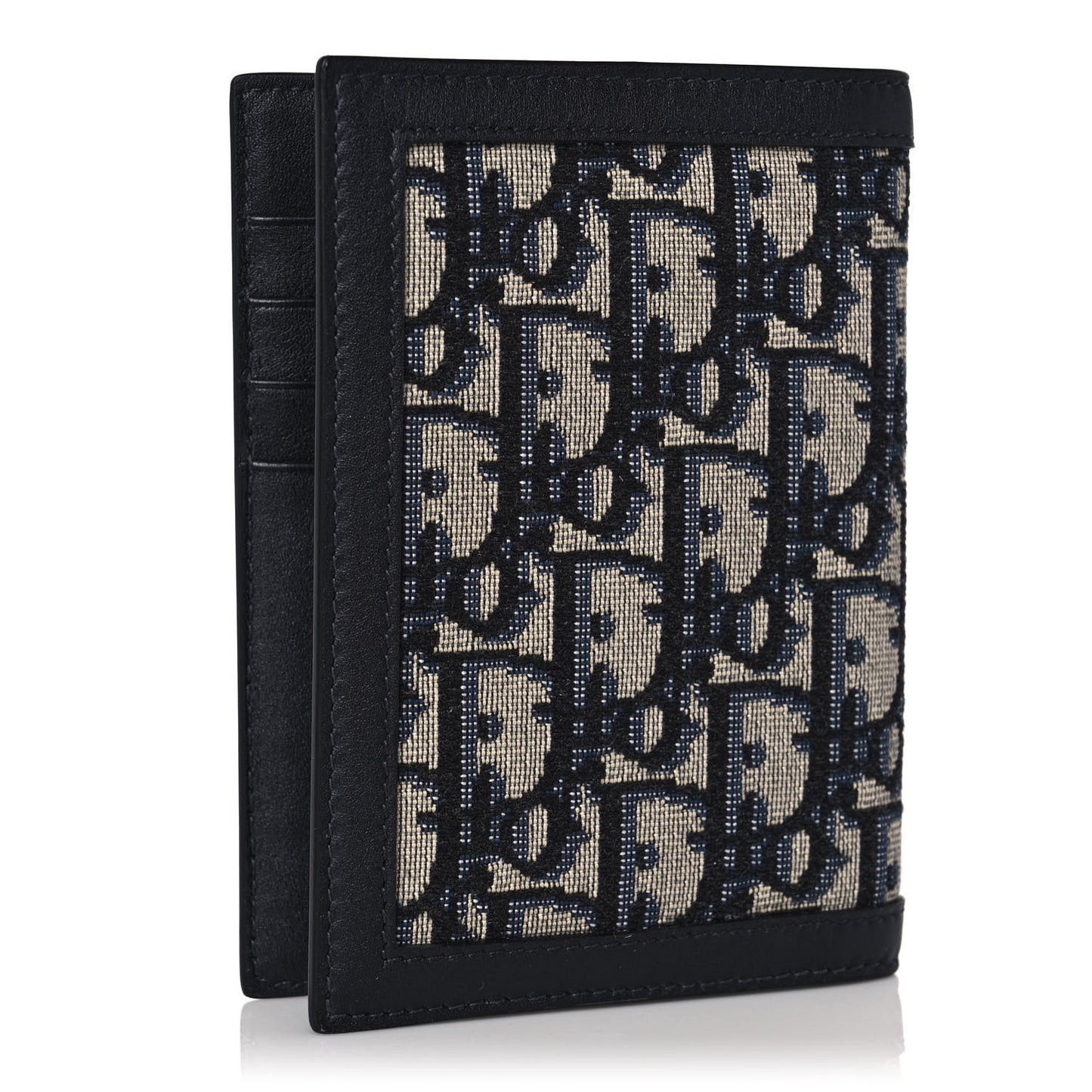 Calfskin Oblique Passport Holder Blue
