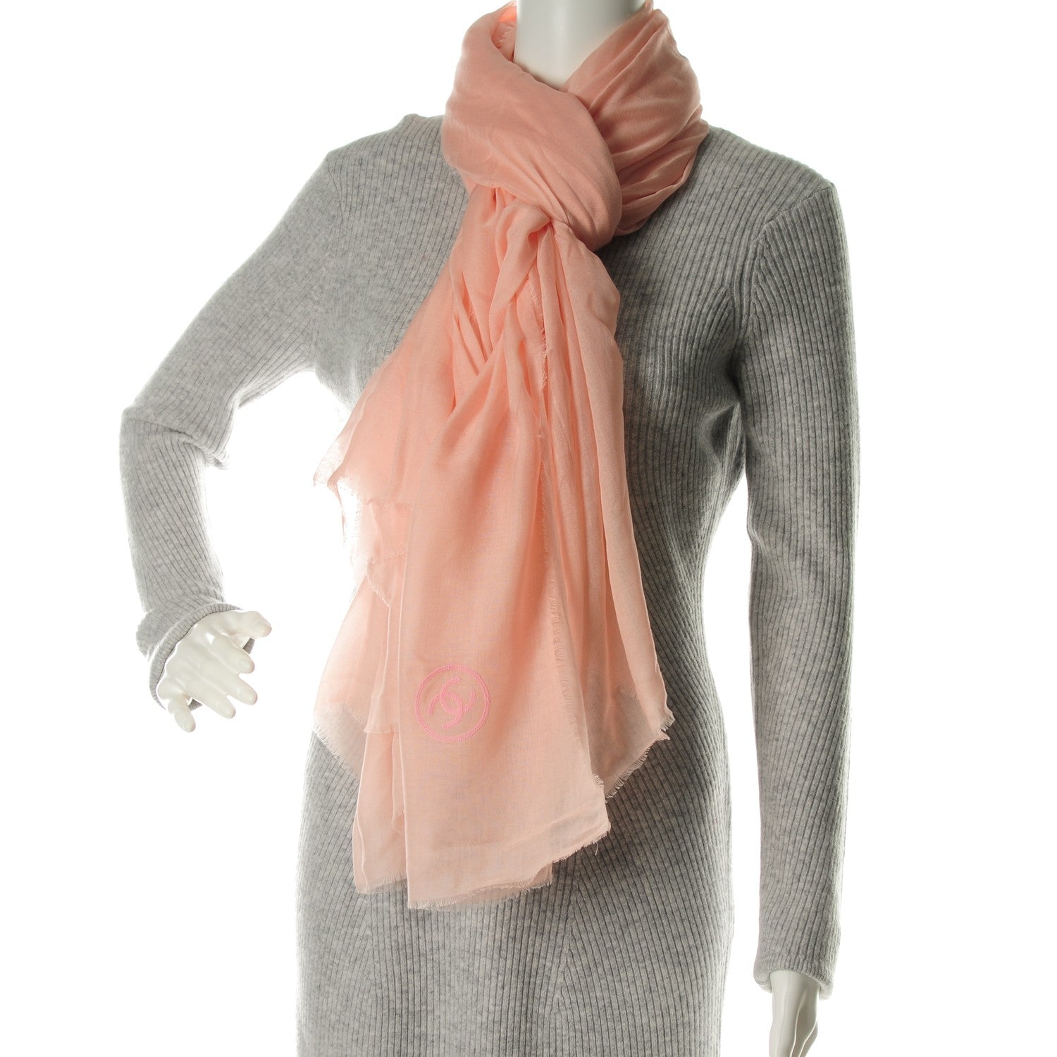 Chanel Modal Cashmere Sequins CC Scarf Rose Pale 2 of 5