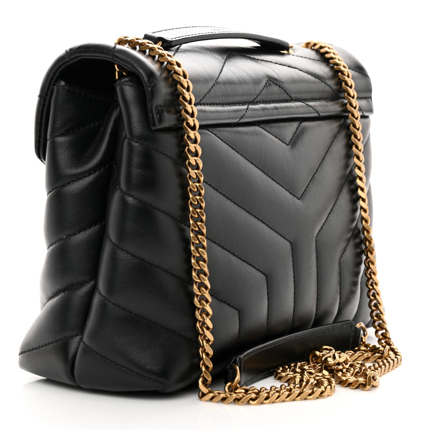 Saint Laurent Calfskin Y Quilted Monogram Small Loulou Chain Satchel Black 3 of 13