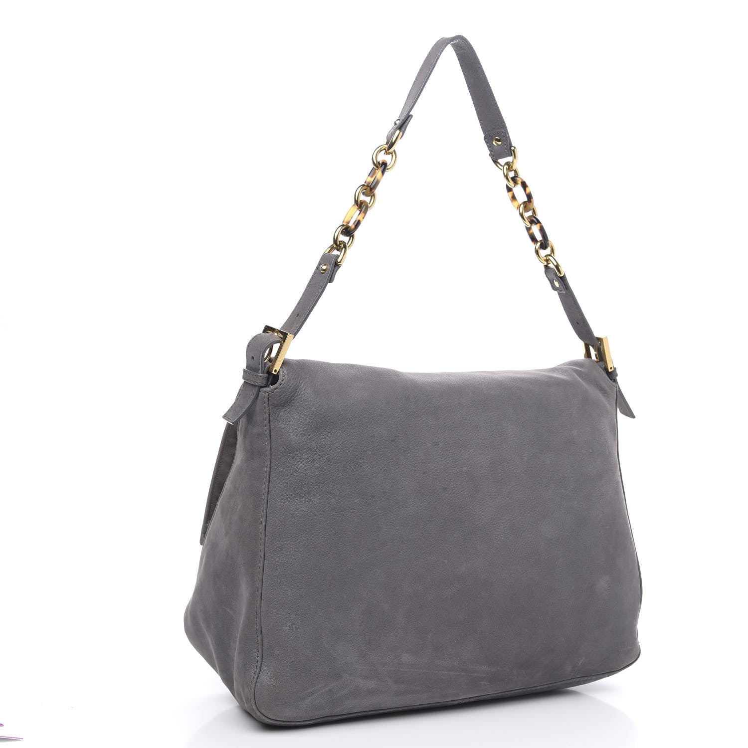 Fendi Vitello Savana Big Mama Baguette Grigio Tartaruga Natural 3 of 12