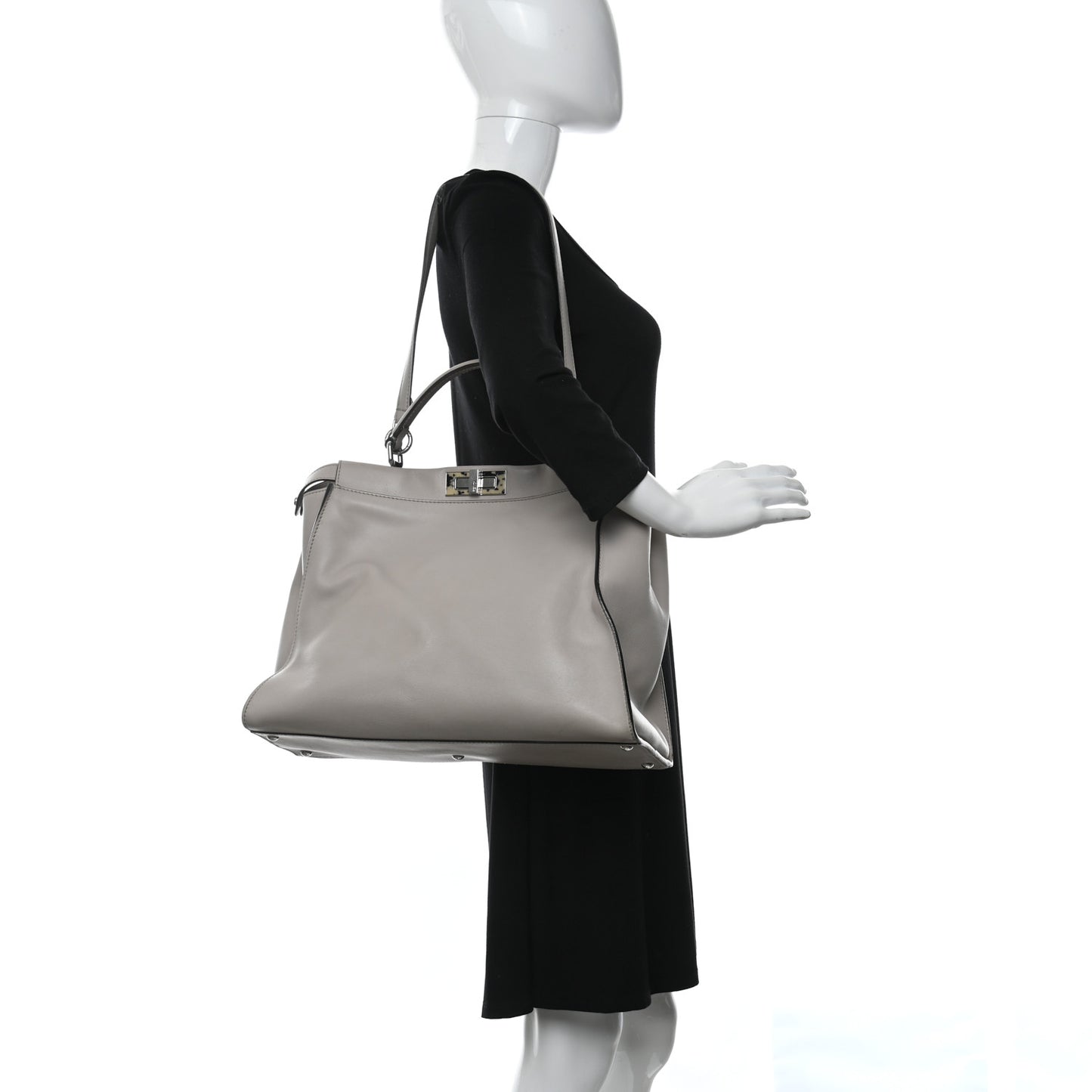 Vitello Seta Plexiglass Granite Large Peekaboo Iconic Satchel Polvere