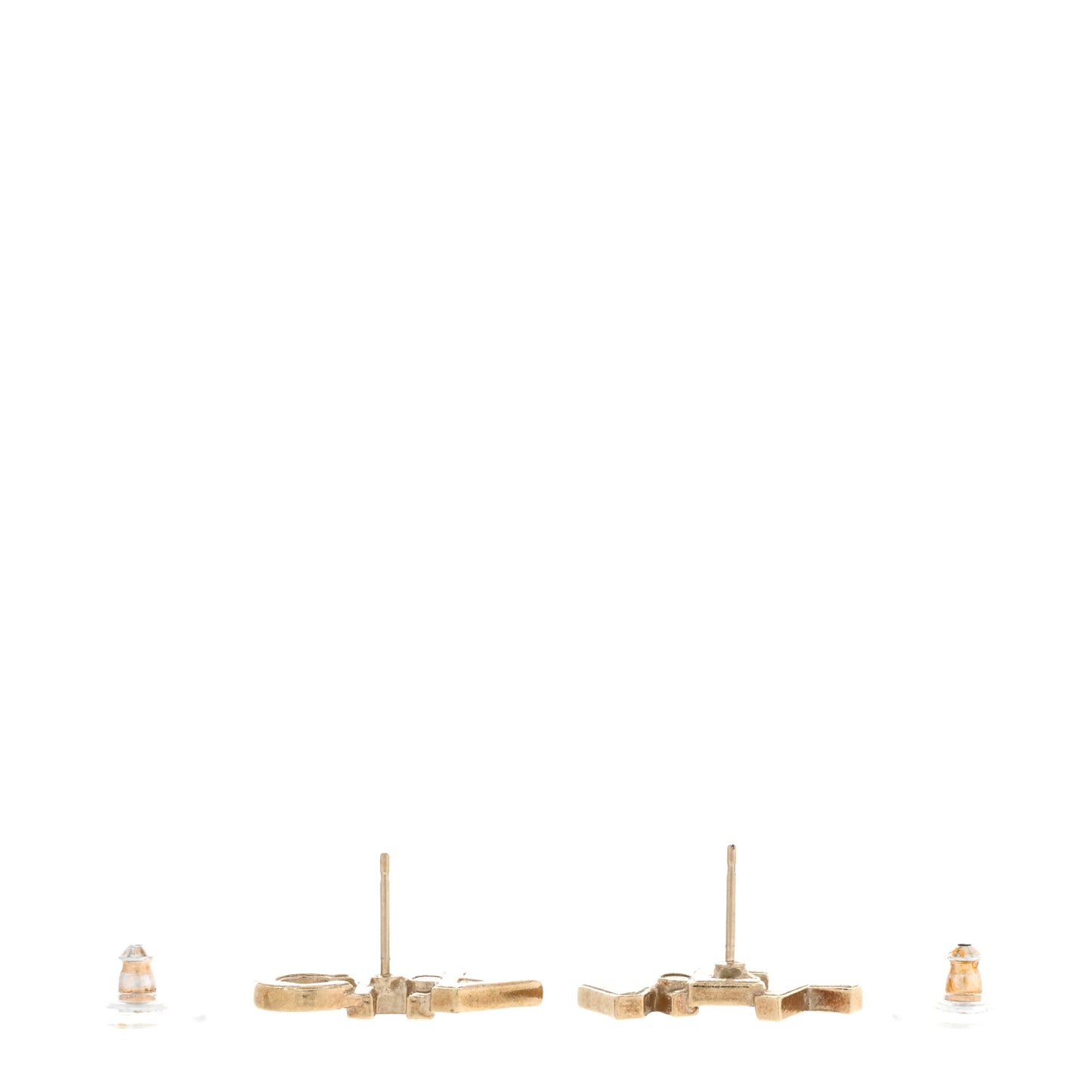 Crystal Pearl Signature Stud Earrings Gold