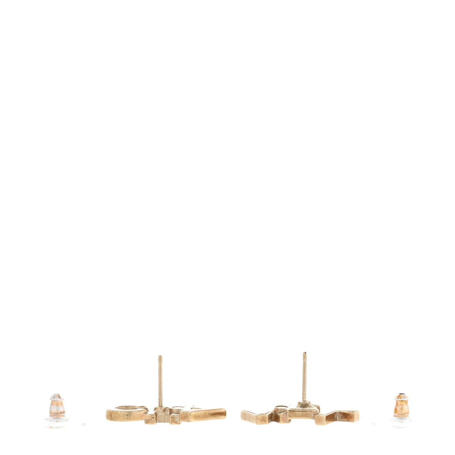 Chanel Crystal Pearl Signature Stud Earrings Gold 3 of 5