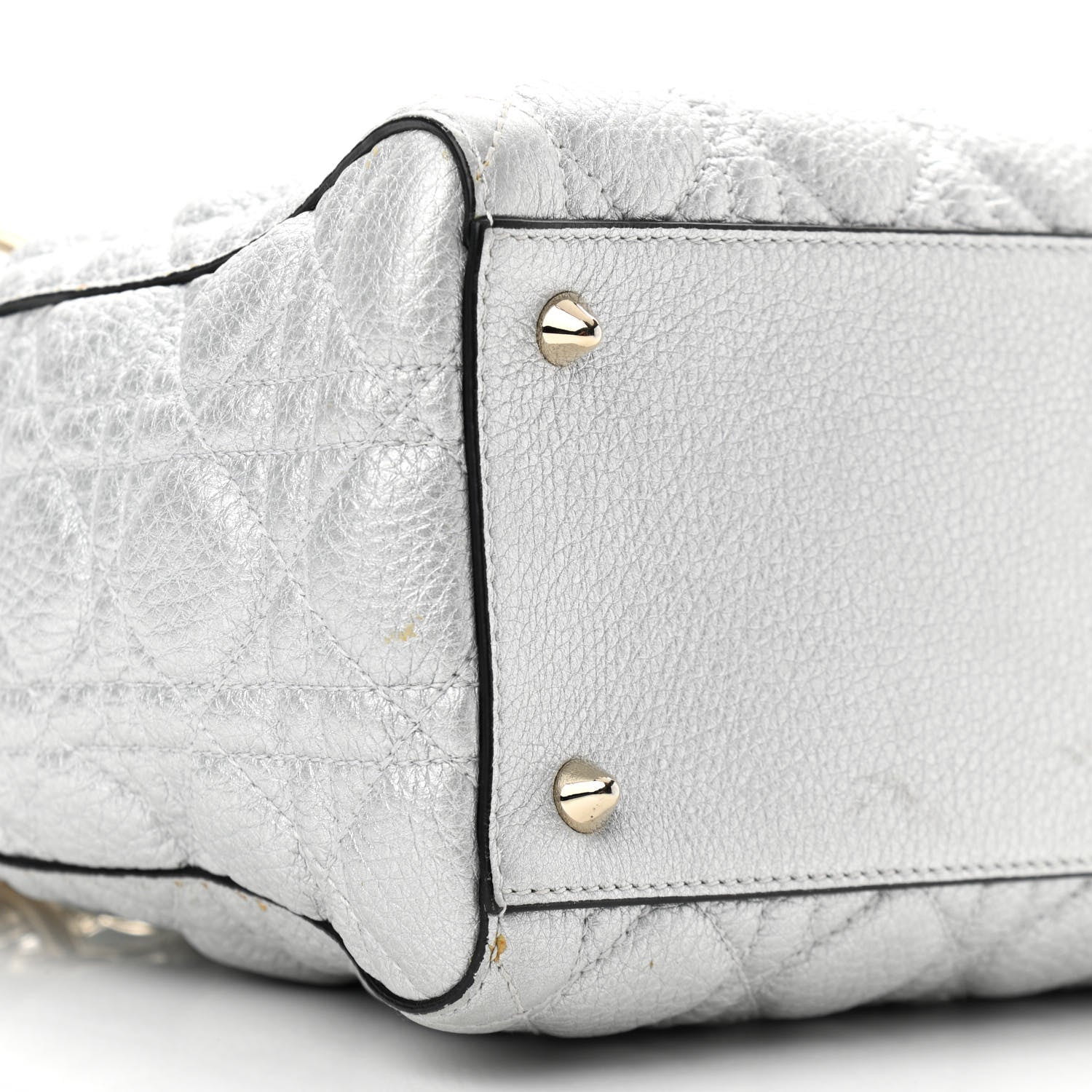 Christian Dior Metallic Grained Calfskin Cannage Medium Supple Lady Dior Silver 9 of 16