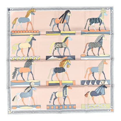 Hermes Silk  A Toute Allure Scarf 90 Beige Nacre Jaune 1 of 3