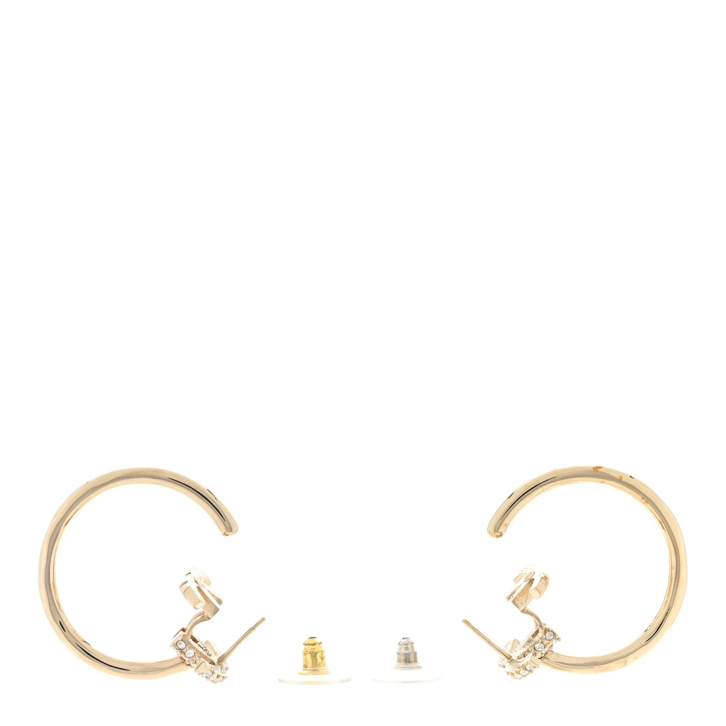Crystal CC Hoop Drop Earrings Light Gold