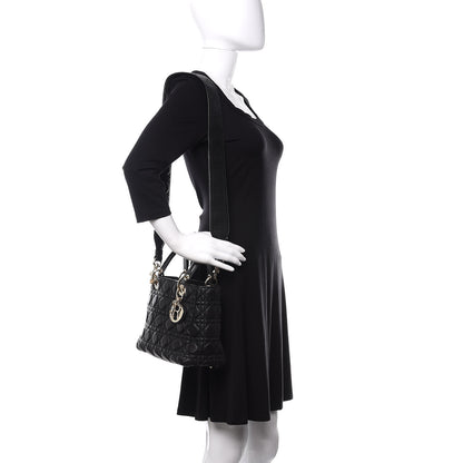 Christian Dior Grained Calfskin Cannage Medium Supple Lady Dior Black 2 of 10