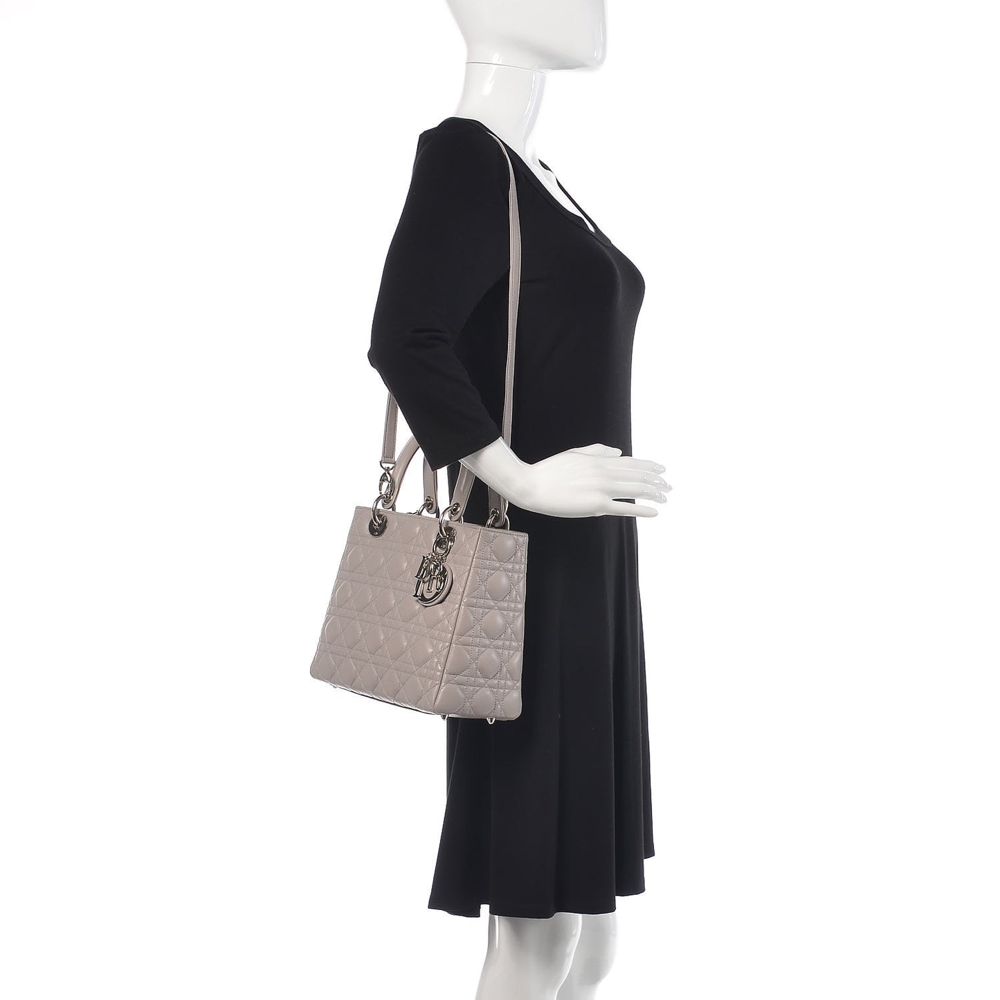 Lambskin Cannage Medium Lady Dior Grey