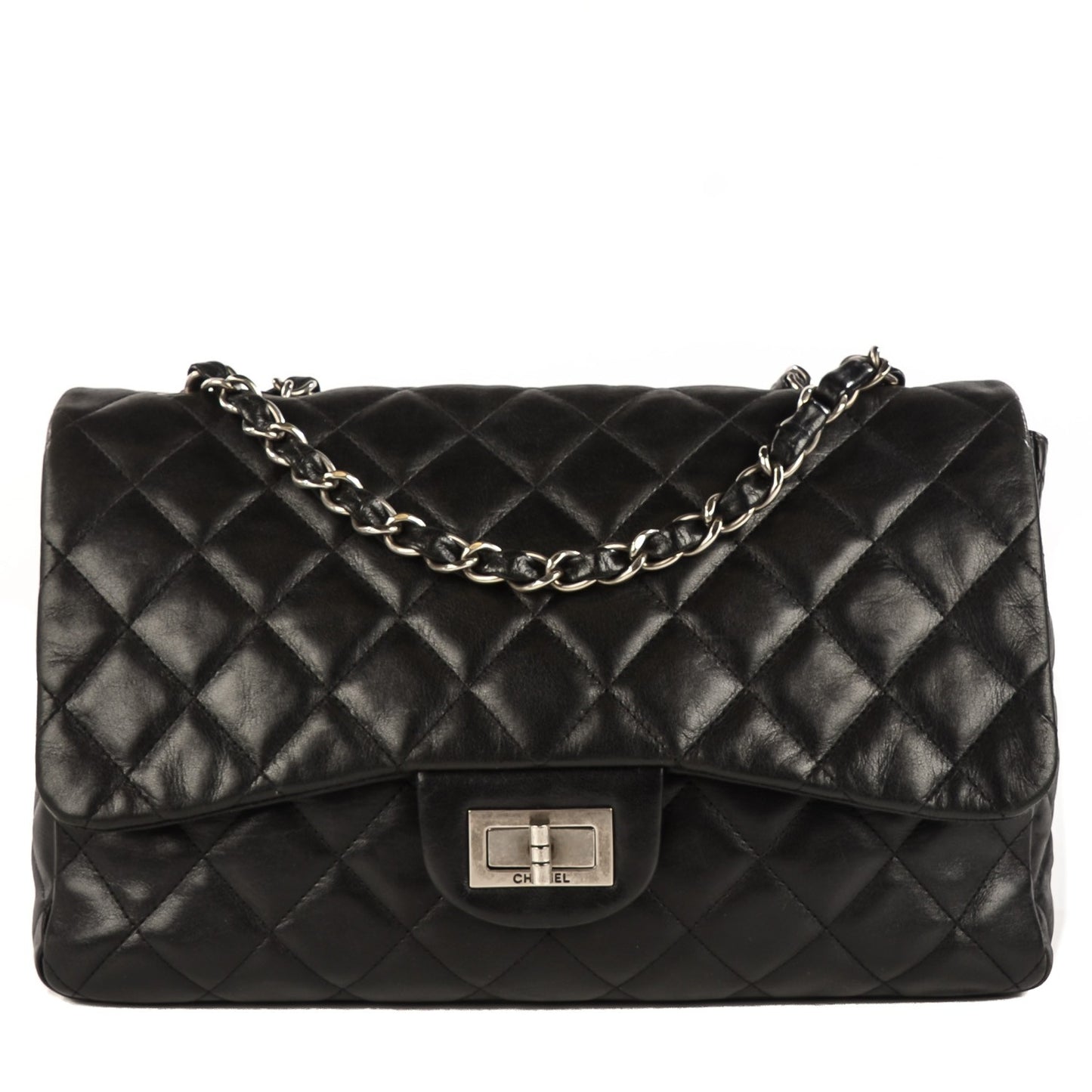Washed Lambskin Quilted Jumbo Hybrid Reissue Flap Black