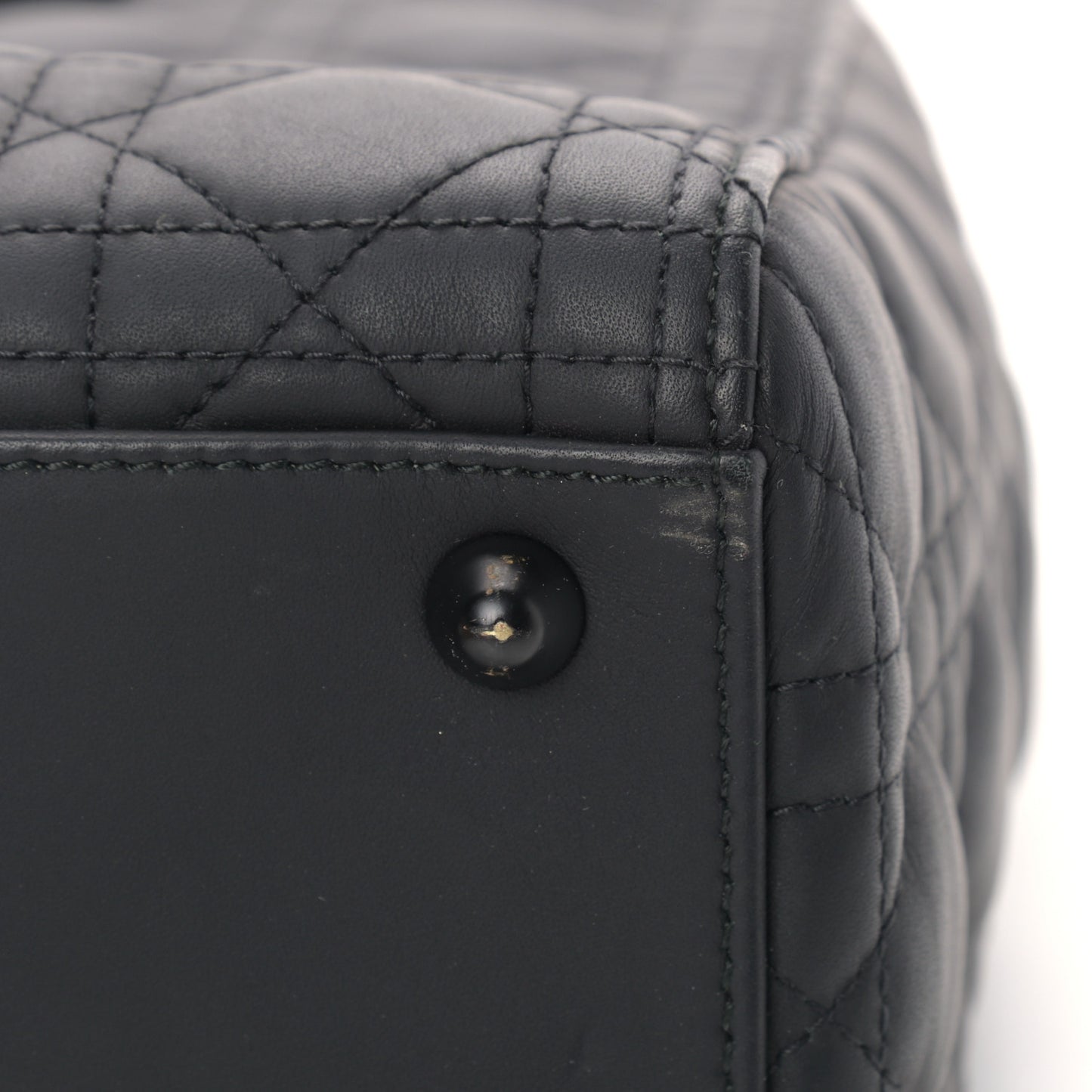Ultra Matte Calfskin Cannage Large Lady Dior Black