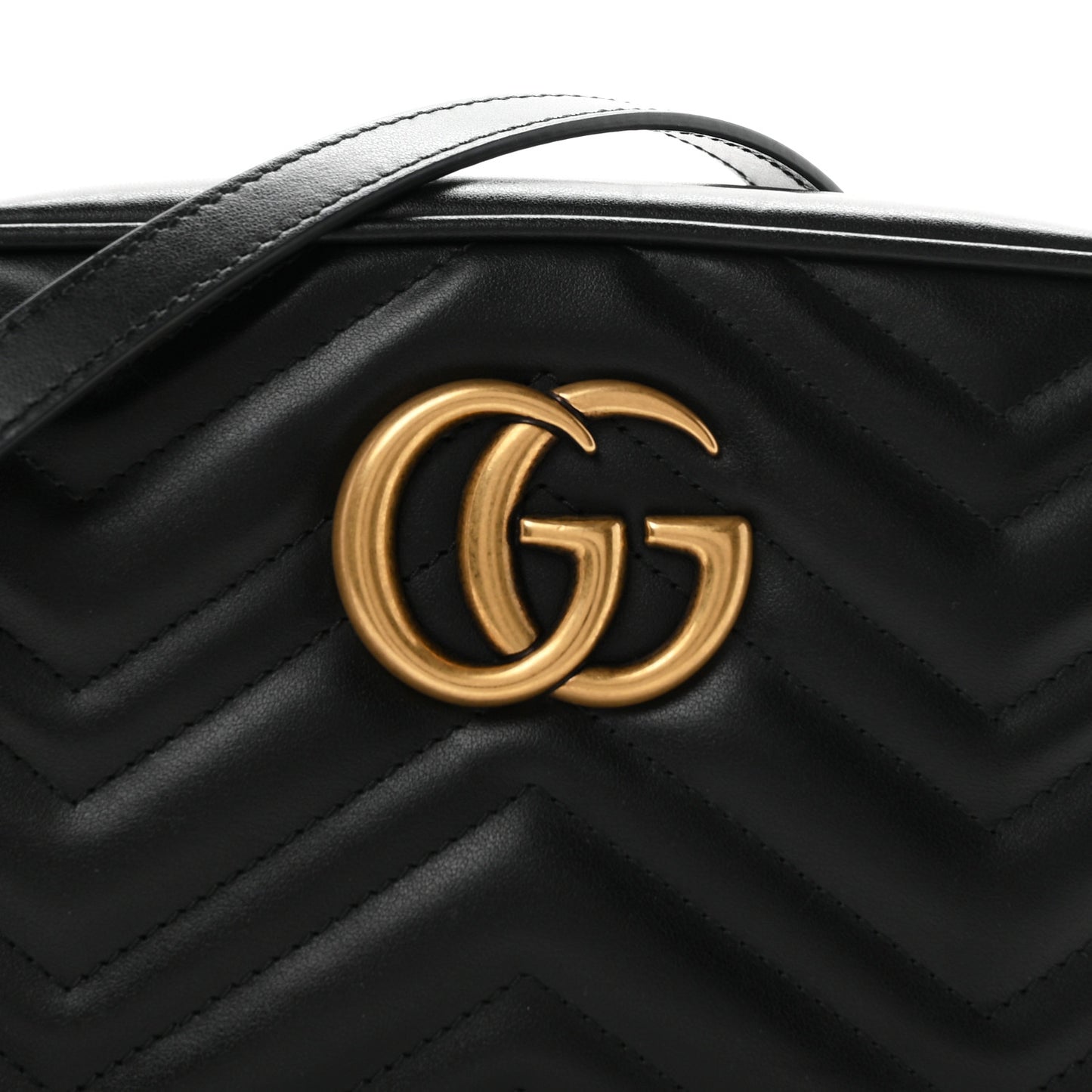 Calfskin Matelasse Small GG Marmont Chain Shoulder Bag Black